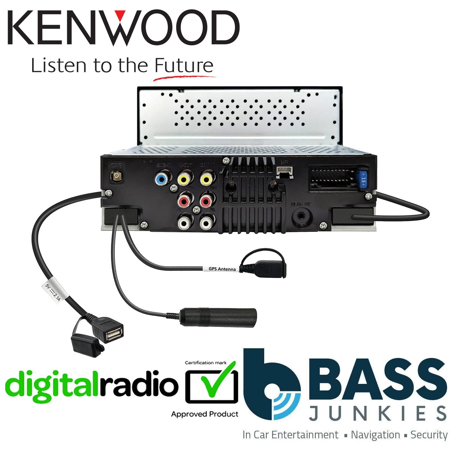 Kenwood DMX5023DABS - 6.8" DAB+ Bluetooth Android CarPlay Car Stereo & Aerial