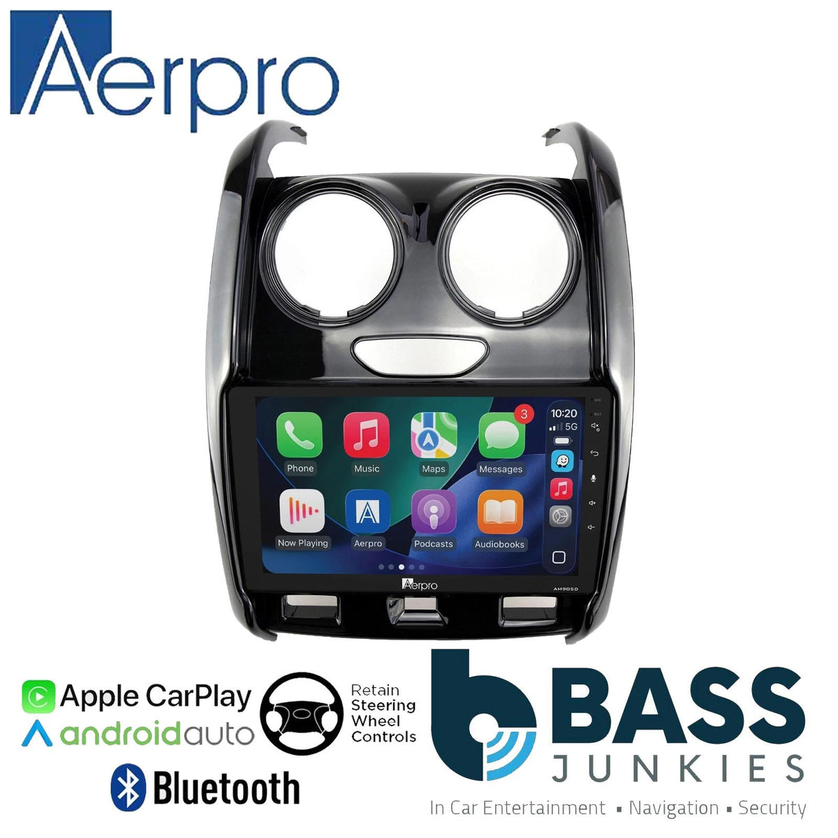 Aerpro 9" DAB CarPlay Android Car Radio Kit For Renault Duster Black 18 Onwards