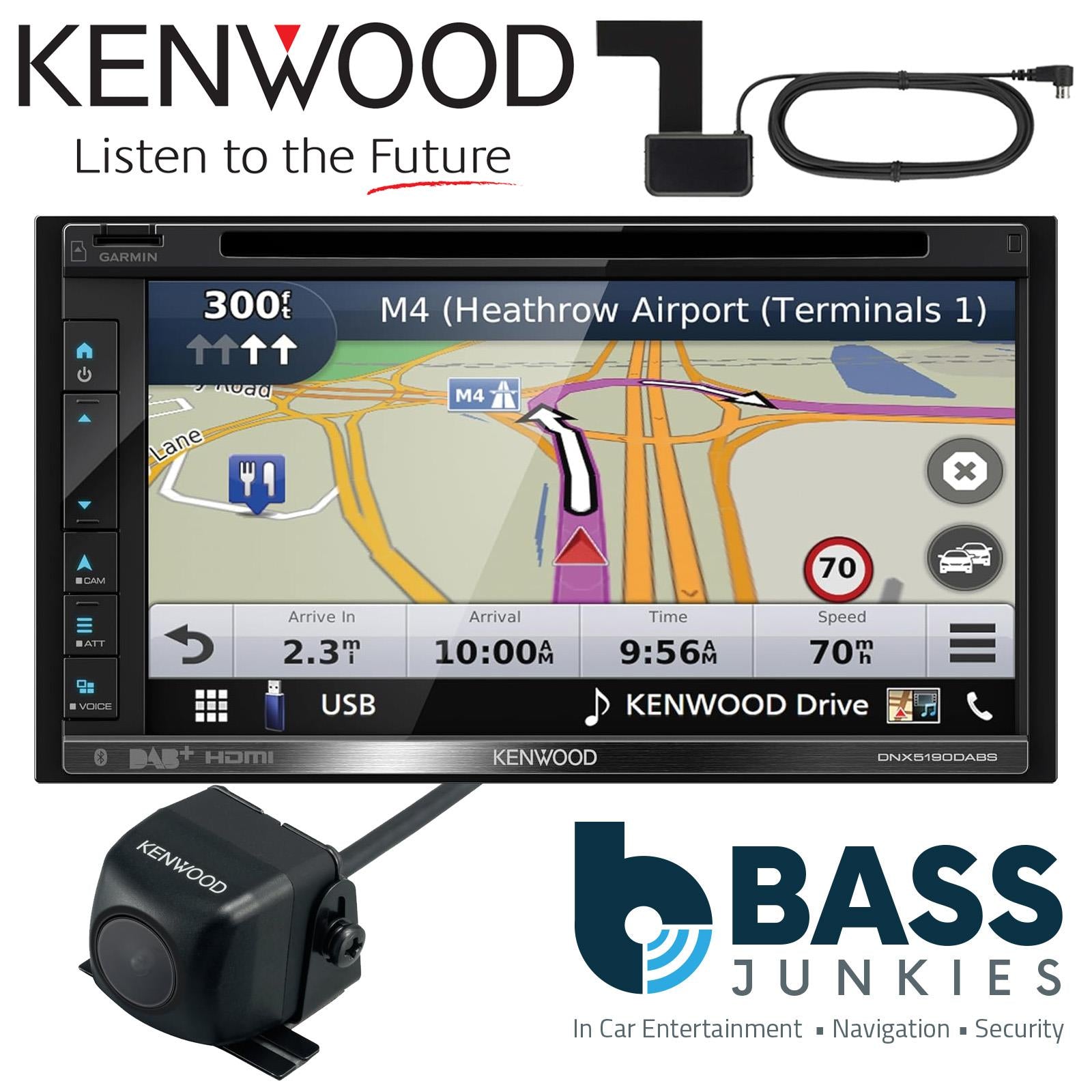 Kenwood DNX5190DABS - 6.8” DAB CD MP3 DVD USB Navigation Bluetooth Car Stereo & Reverse Camera