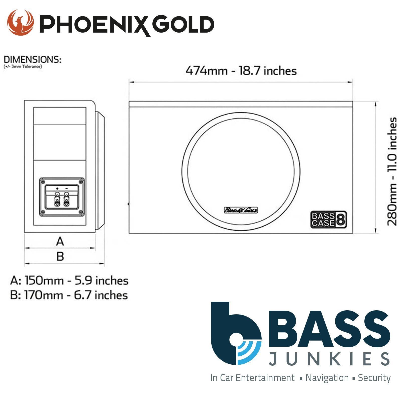 Phoenix Gold BASSCASE8 - 20cm 8" 200 Watts Ported Car Sub Woofer Bass Box