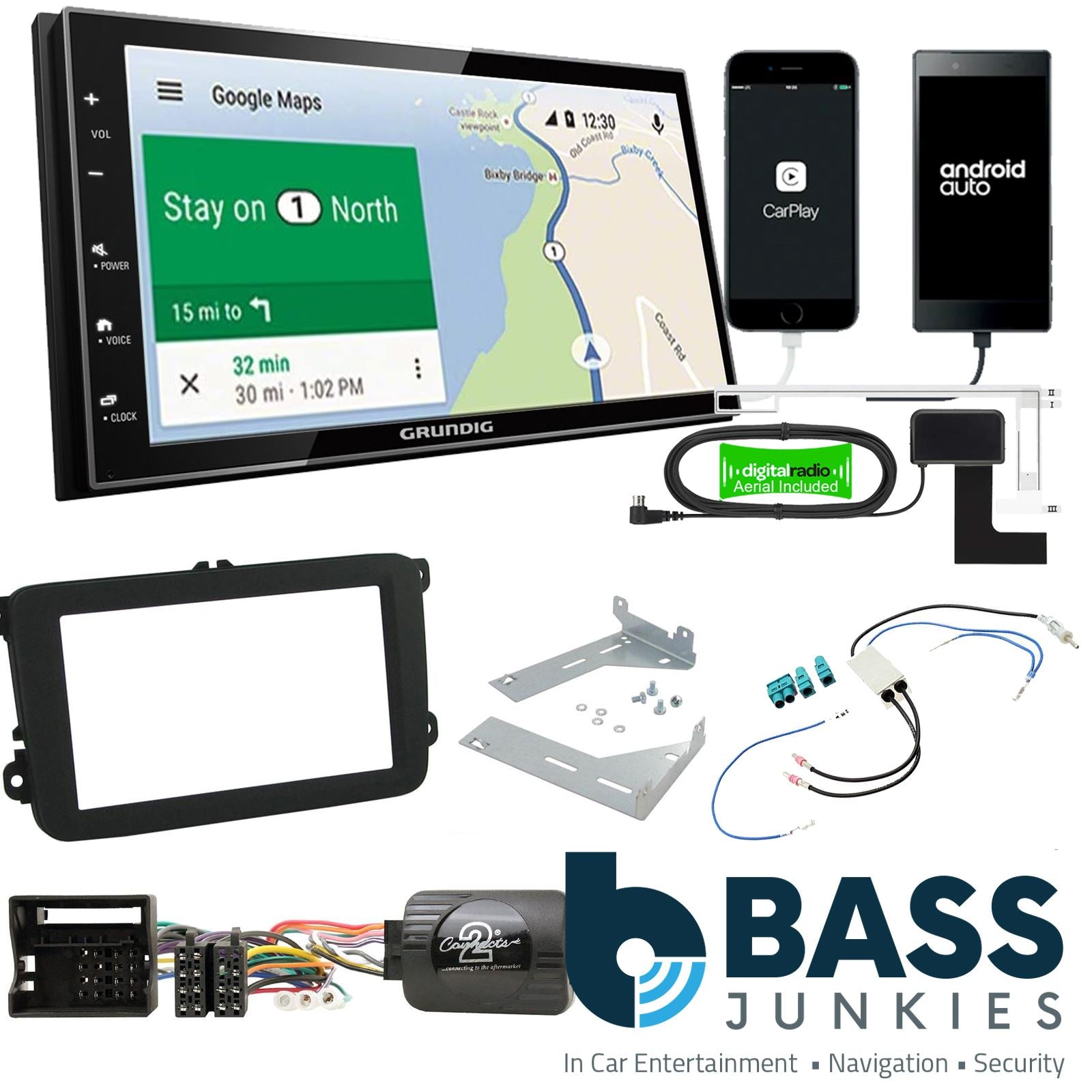 Grundig GX-3800 Double Din + Fitting Kit - to fit VW Jetta 2005-11