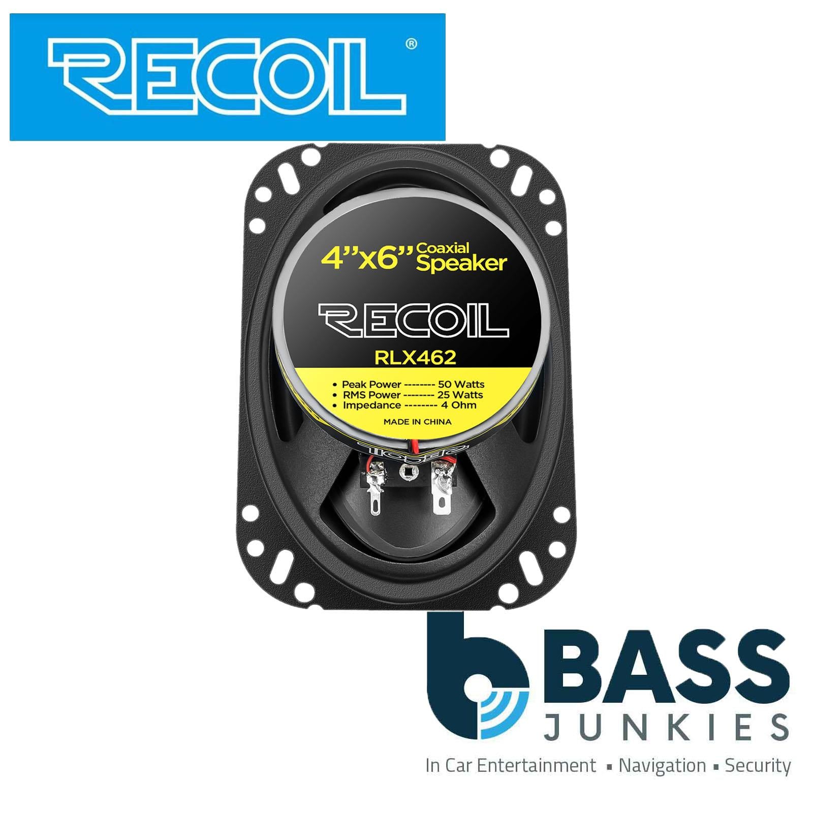 Recoil RLX462 - 100 Watts 4x6" Inch 2 Way Coaxial Car Door Speakers Pair
