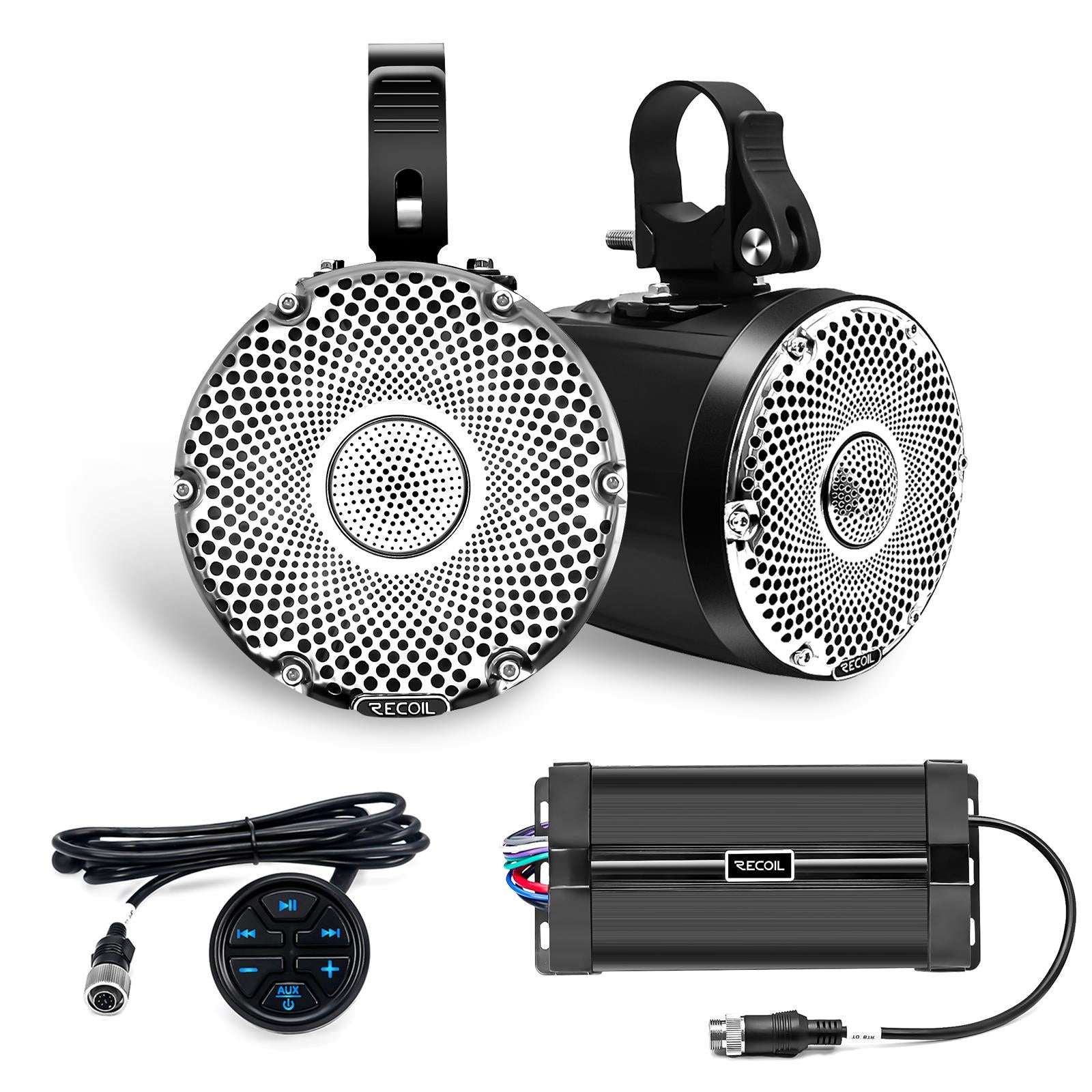 Recoil R4 - UTV ATV Marine & Power-Sports 4" 10cm 200 Watts Pair Pod Speaker