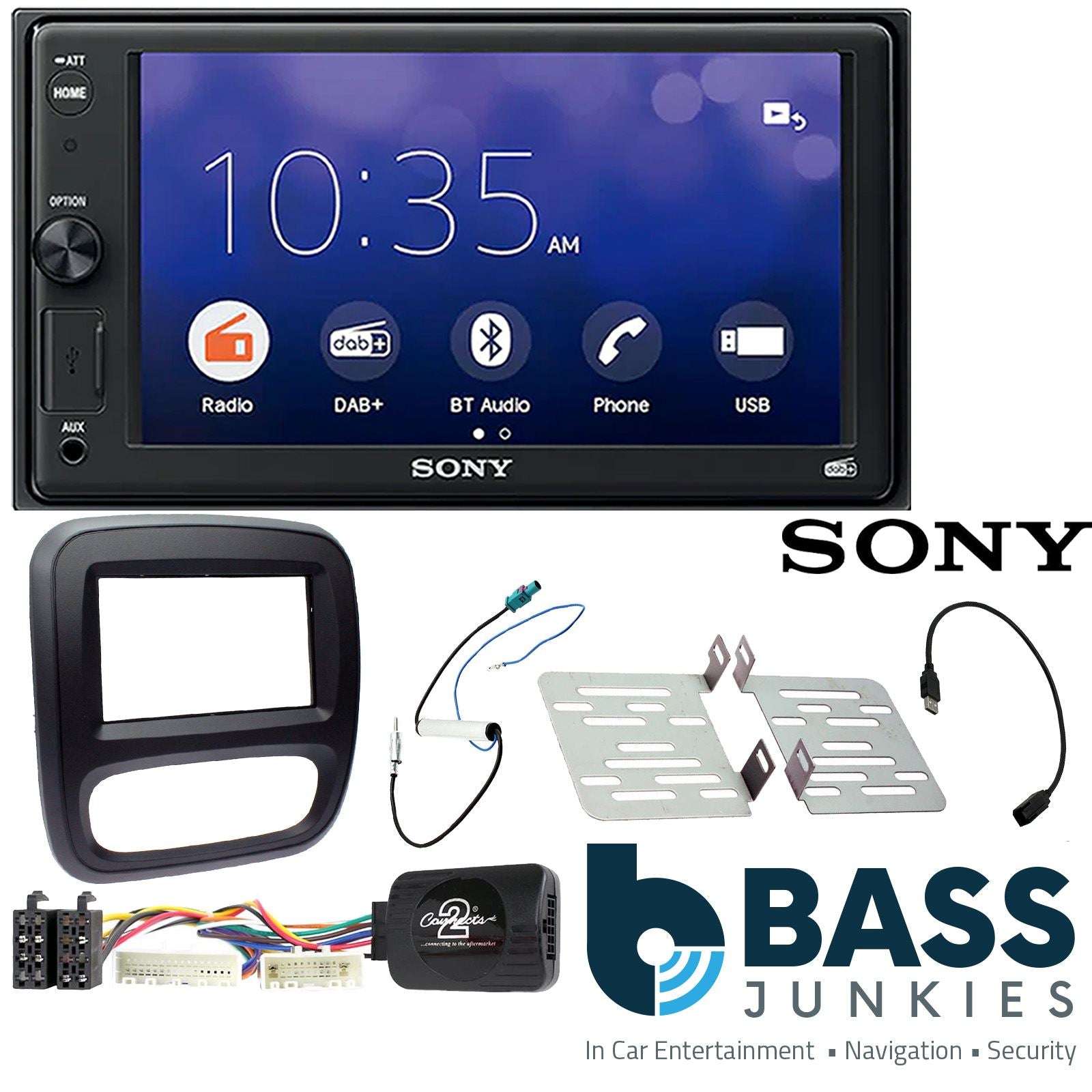 SONY XAV-1550D DAB+ Smart Bluetooth Car Radio + Stereo fitting kit + Steering Wheel Controls Loom for Renault Trafic 2014-2017 | Opel Vivaro 2014-2019 | Vauxhall Vivaro 2014-2018