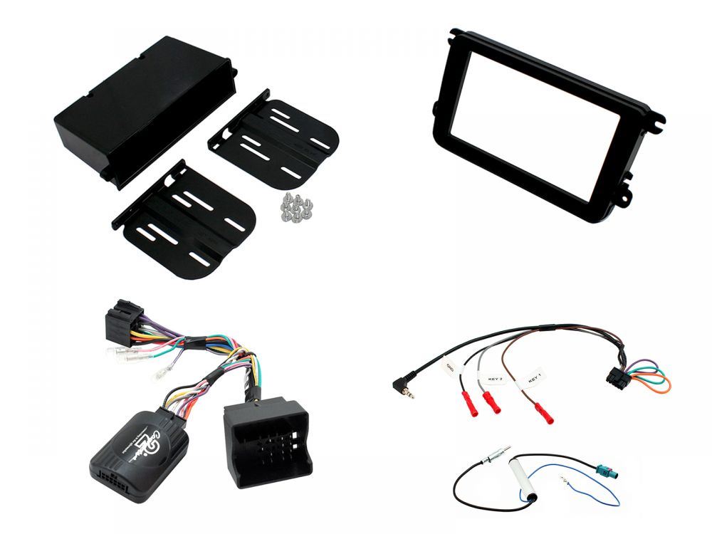Connects2 CTKVW05 - Volkswagen Passat 2005 - 2015 Single Din or Double Din Fascia & Steering Wheel Interface Installation Kit