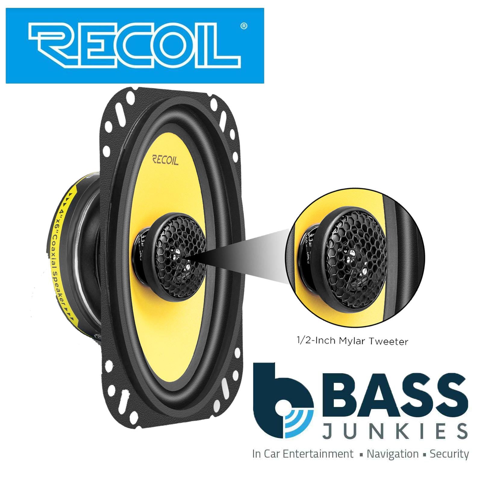 Recoil RLX462 - 100 Watts 4x6" Inch 2 Way Coaxial Car Door Speakers Pair