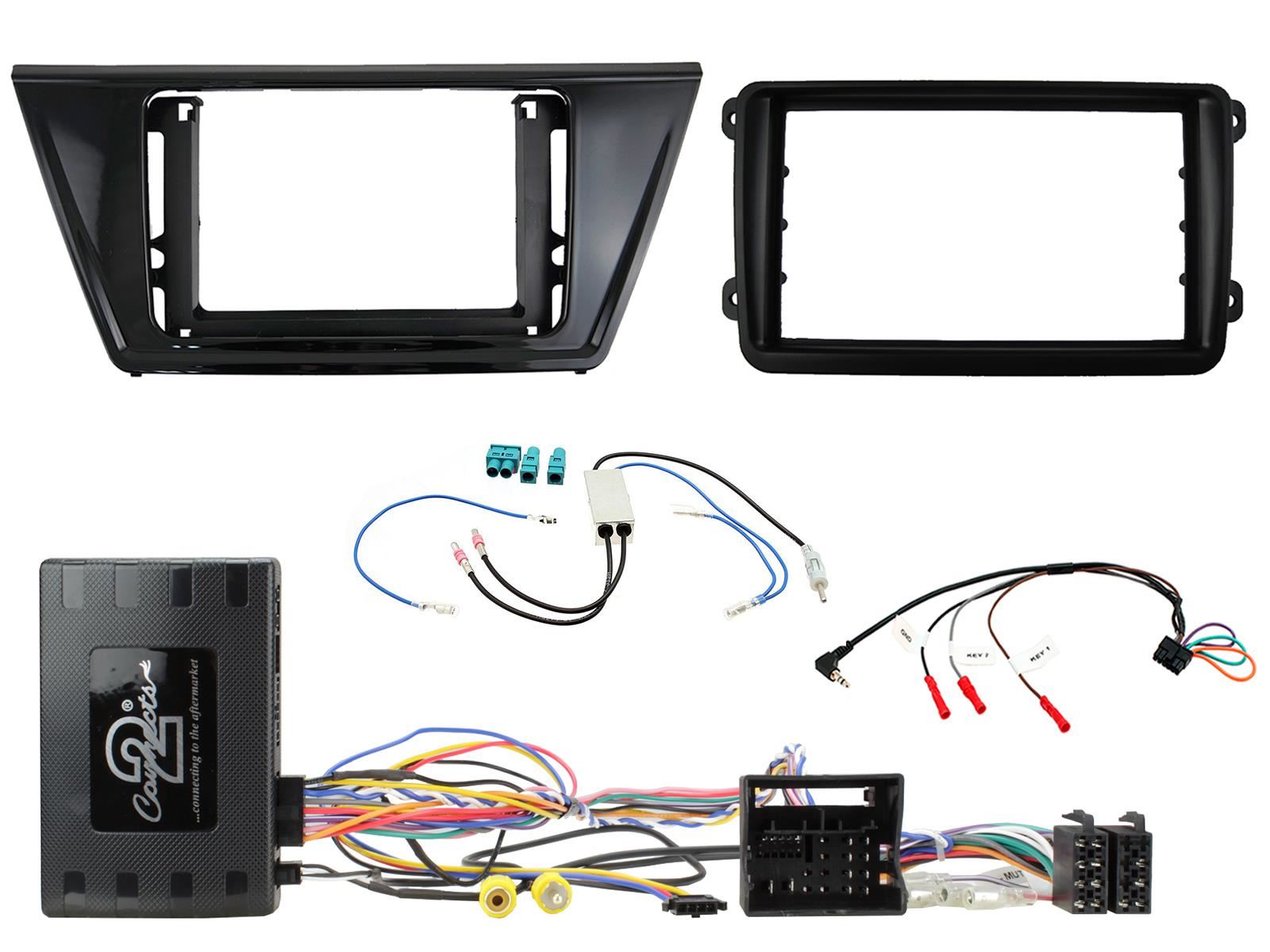 Grundig 6.8" Apple Android Double Din Stereo Fitting Kit + Steering Wheel Stalk Controls to fit VW Touran 2016-