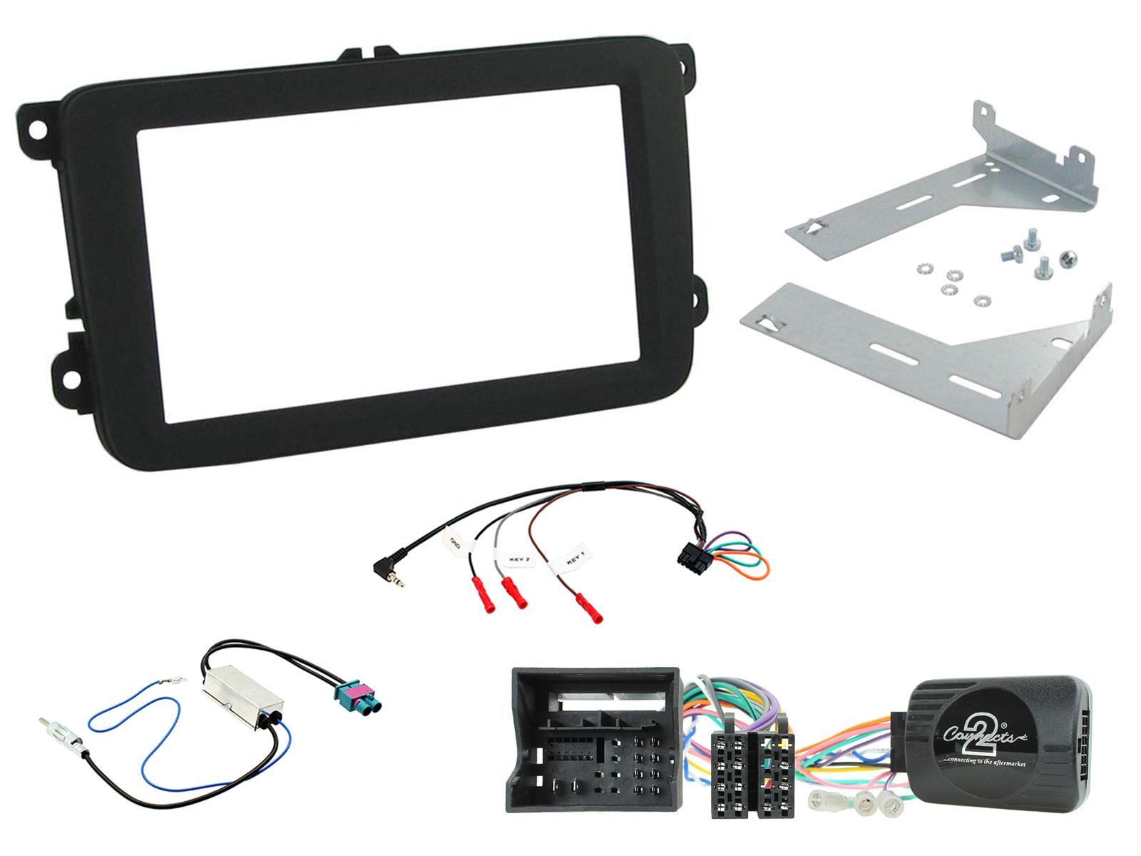 Grundig 6.8" Apple Android Double Din Stereo & Fitting Kit + Steering Wheel Stalk Controls to fit VW Caddy 15-20 | Transporter T6 15- | Beetle 15- | Jetta 11-18 | Tiguan 15-20 | Sharan 15-21