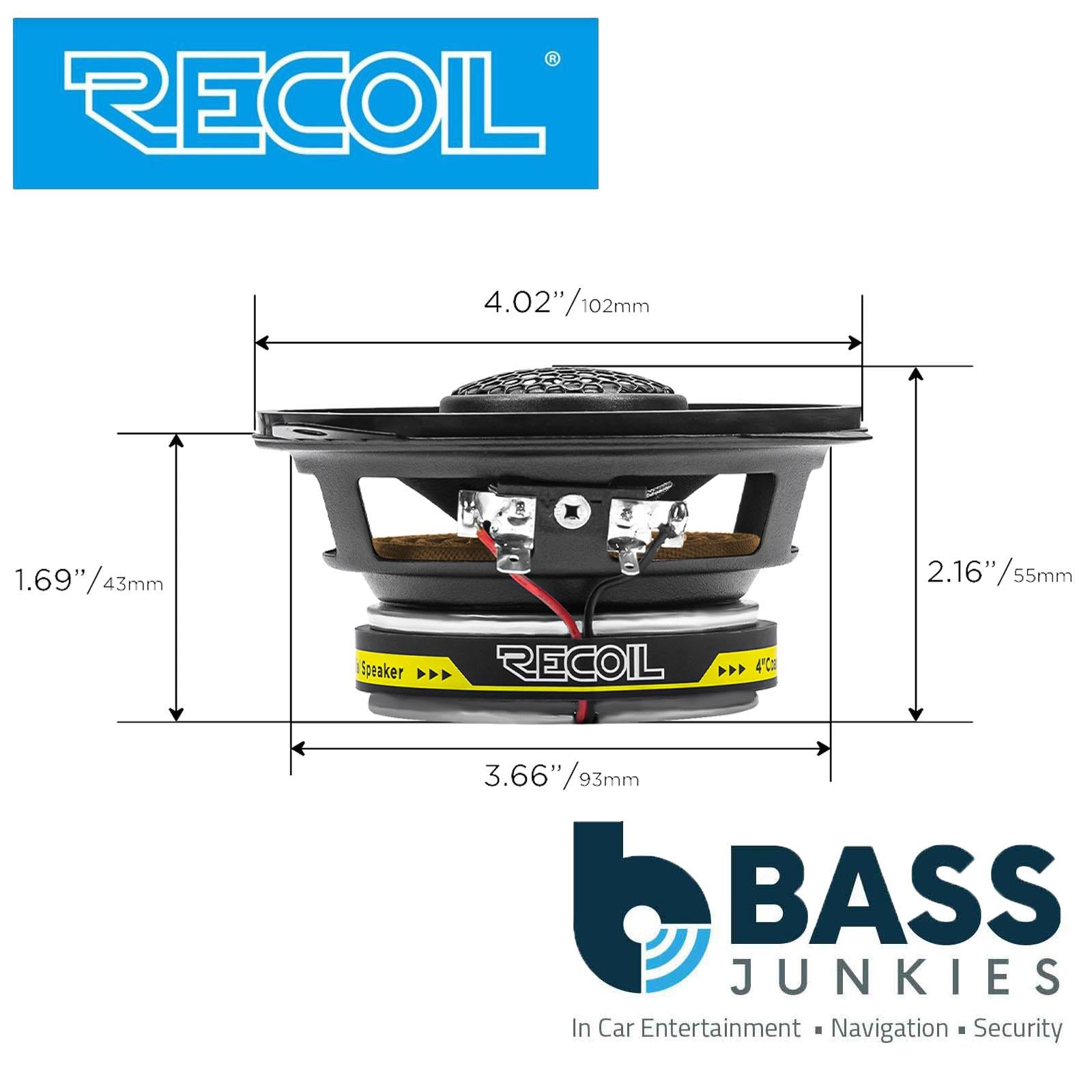 Recoil RLX402 - 120 Watts 4" Inch 10cm 2-Way Coaxial Car Door Speakers Pair