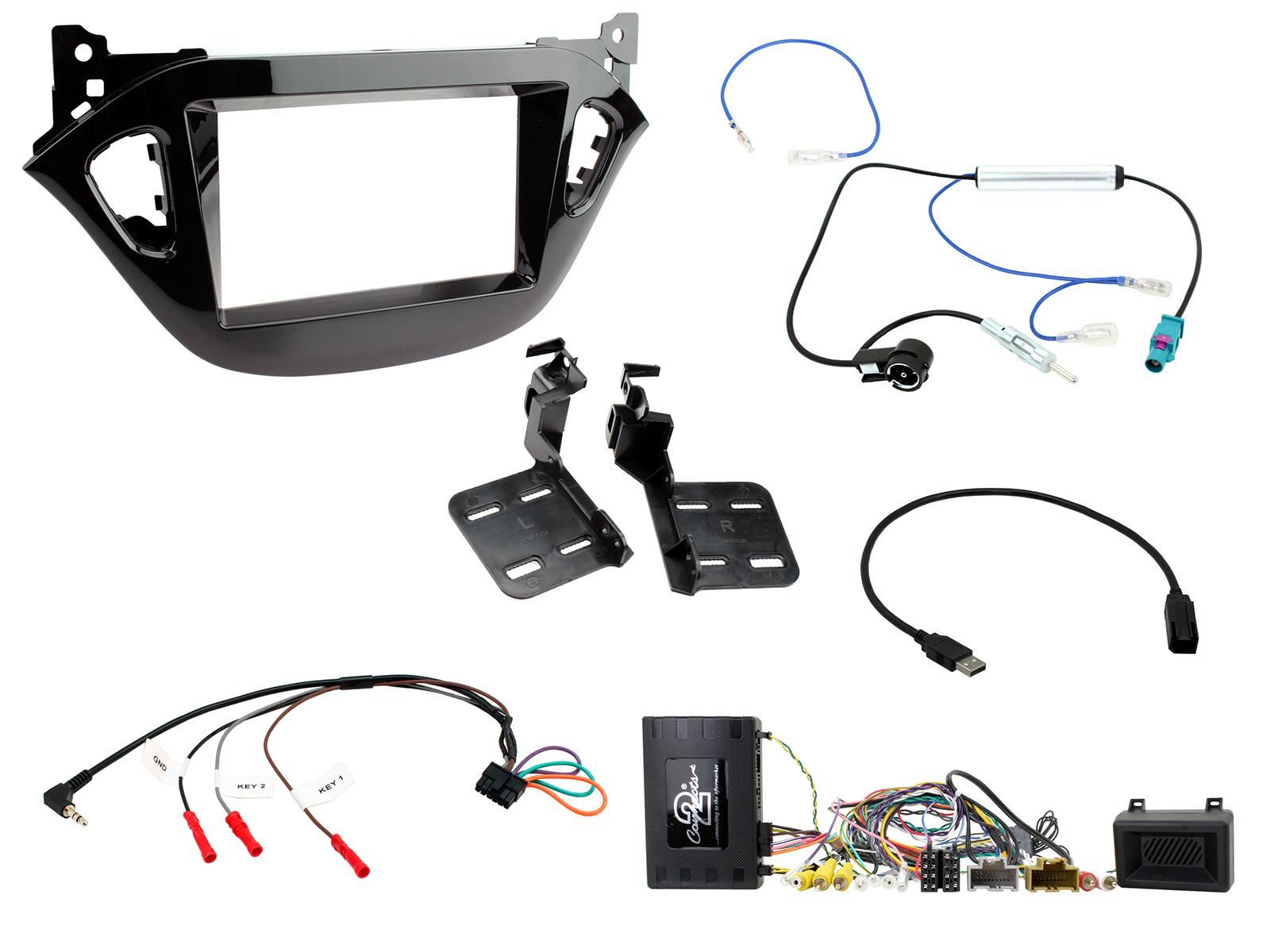 Grundig 6.8" Apple Android Double Din Stereo Fitting Kit + Steering Wheel Stalk Controls to fit Vauxhall Corsa 2014-