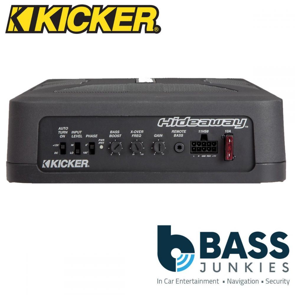 Kicker 11HS8 - 150W 8" Hideaway Compact Powered Car Subwoofer Under Seat Enclosure