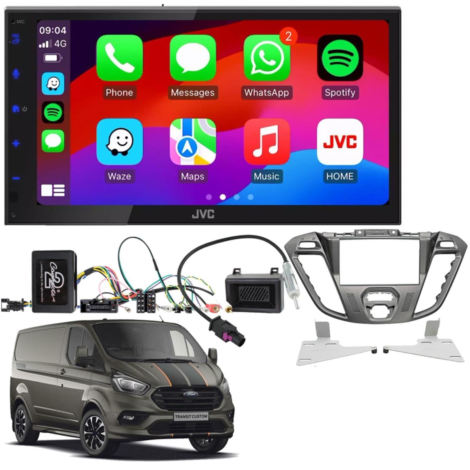 Ford Transit Custom V362 2012 JVC 6.8" Bluetooth CarPlay Android Car Stereo Kit