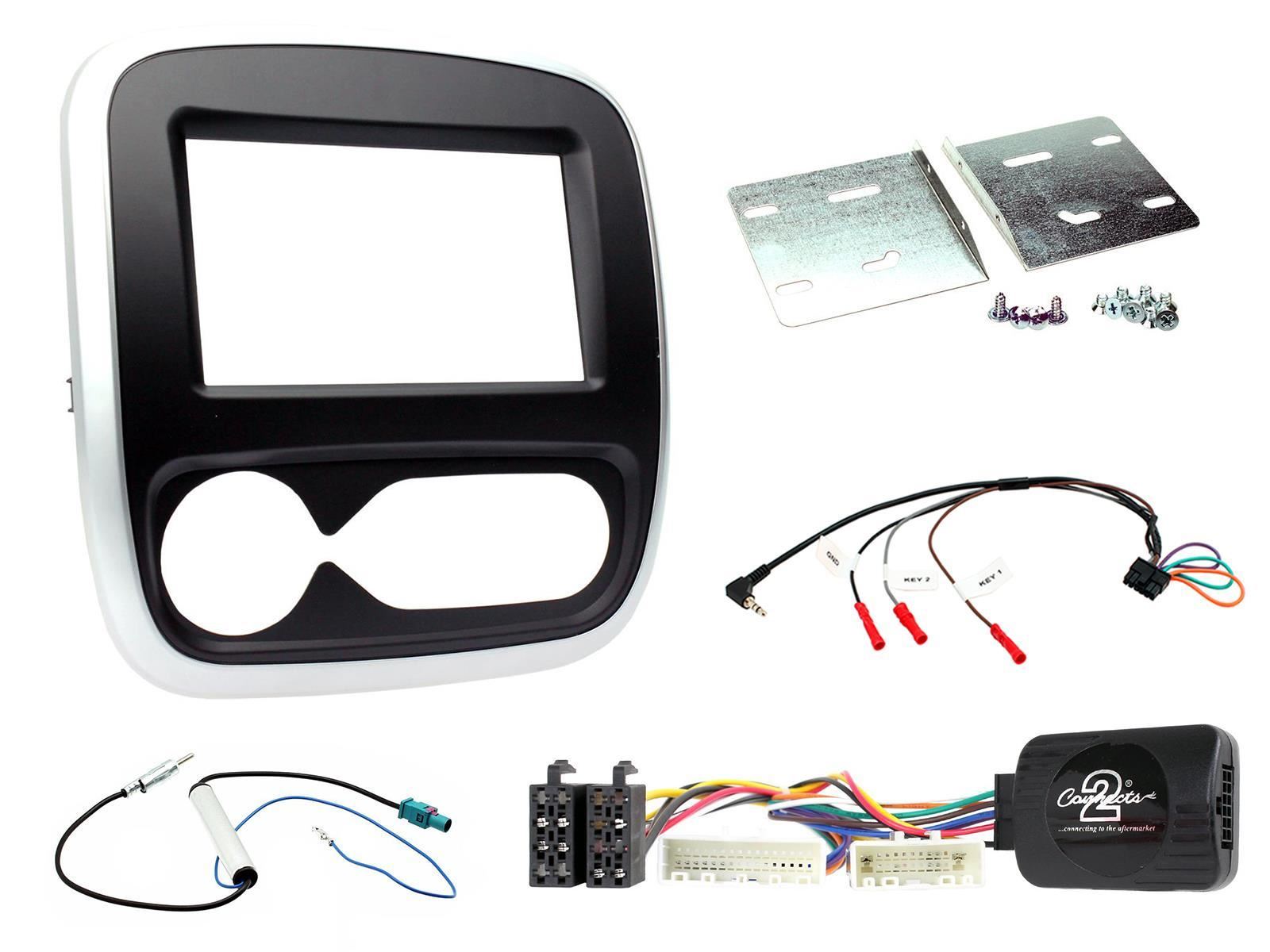 Double Din Stereo Fitting Kit + Steering Wheel Stalk Controls to fit Fiat Talento 2017-