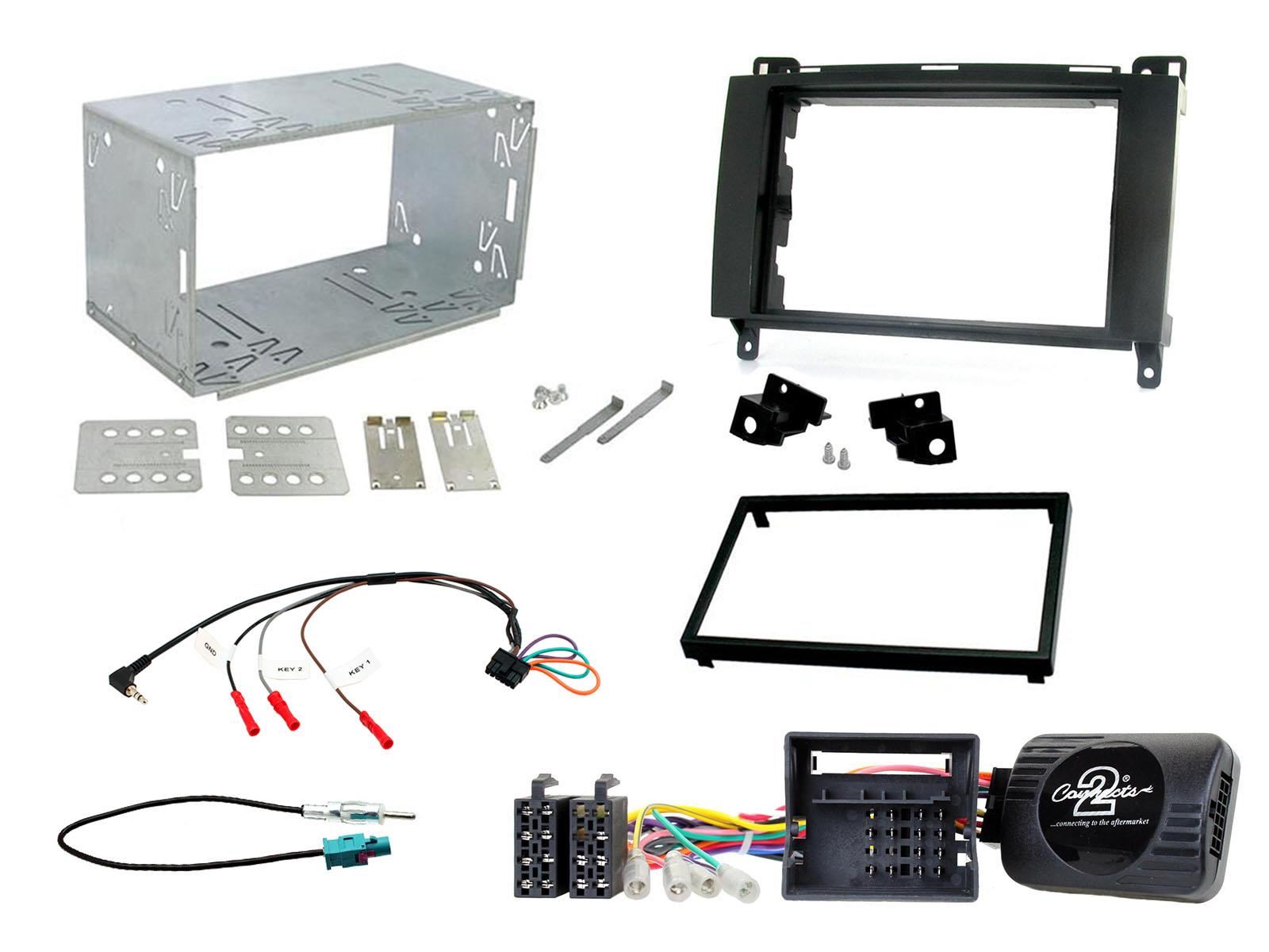 Connects2 CTKMB12 - Mercedes Benz A Class 2004 - 2012 Double Din Fascia & Steering Wheel Interface Installation Kit