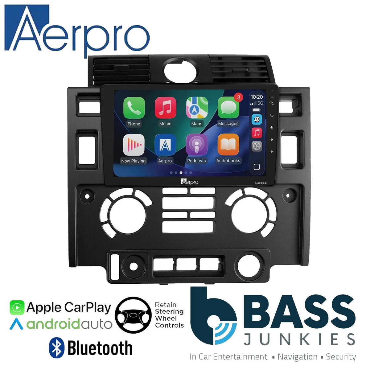 Aerpro 9" DAB CarPlay Android Car Kit For LandRover Defender 90 2010 Onwards