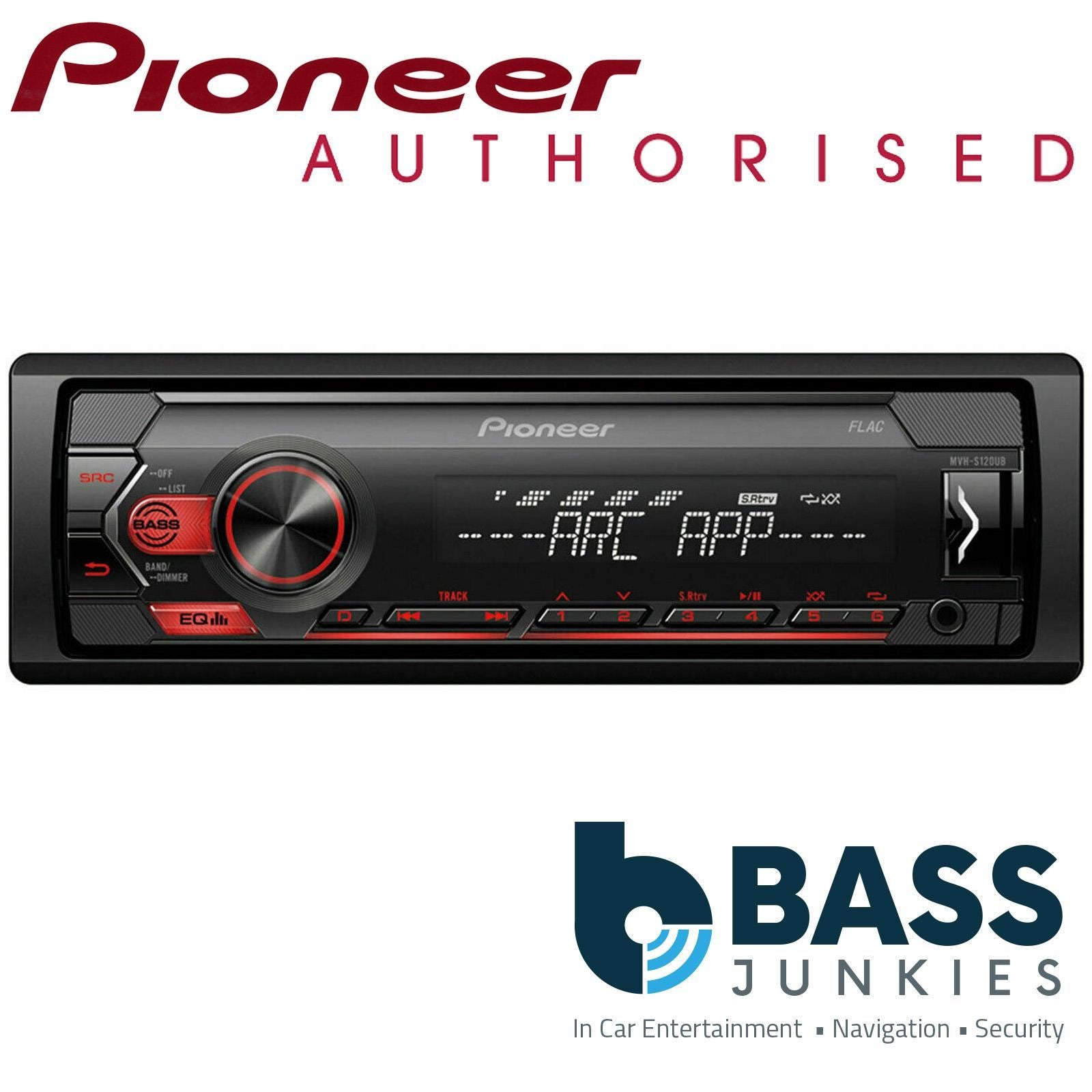 Pioneer MVH-S120UBA + Fitting Kit Fascia Panel|Aerial Adapter|Steering Wheel Controls for VW Amarok|Beetle|Caddy|Crafter|Scirocco|Sharan|Tiguan|Transporter