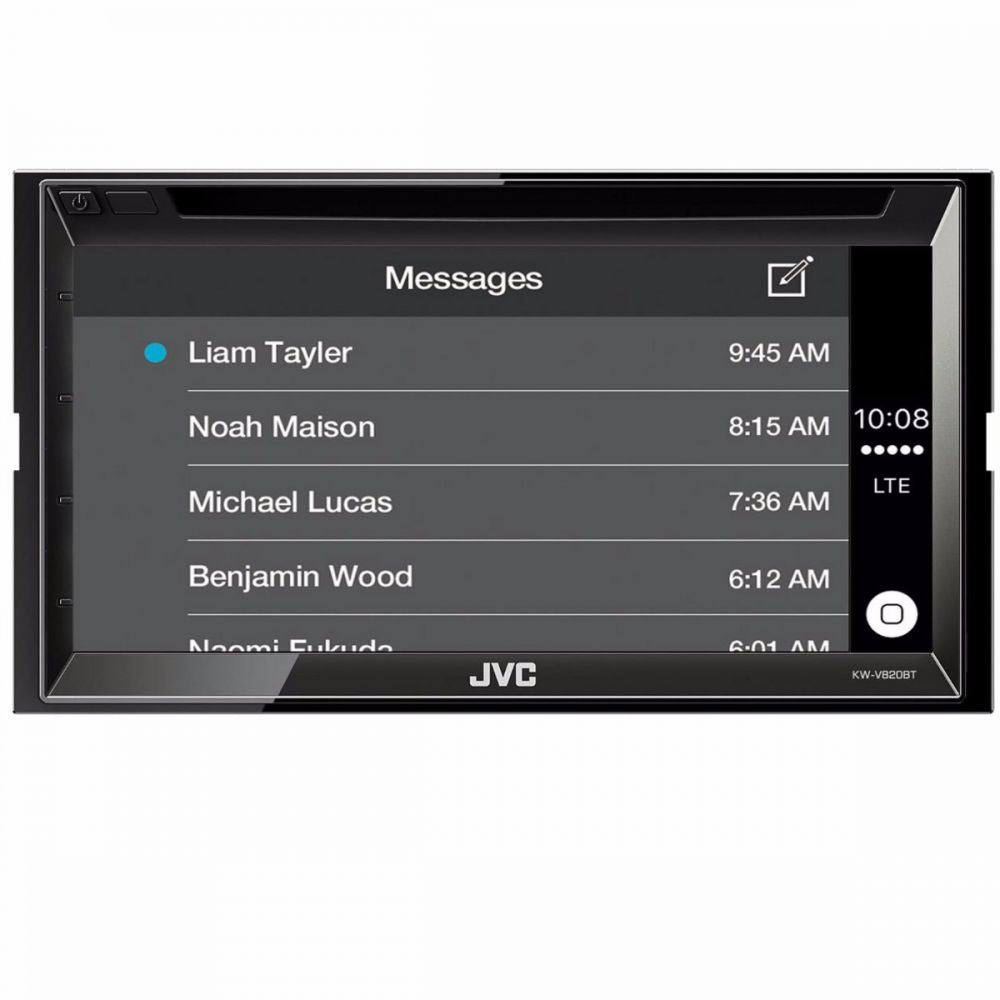 JVC KW-V820BT - 6.8" DVD CD MP3 Apple Carplay Bluetooth Touchscreen AM/FM Tuner, iPod iPhone Android Control Car Stereo