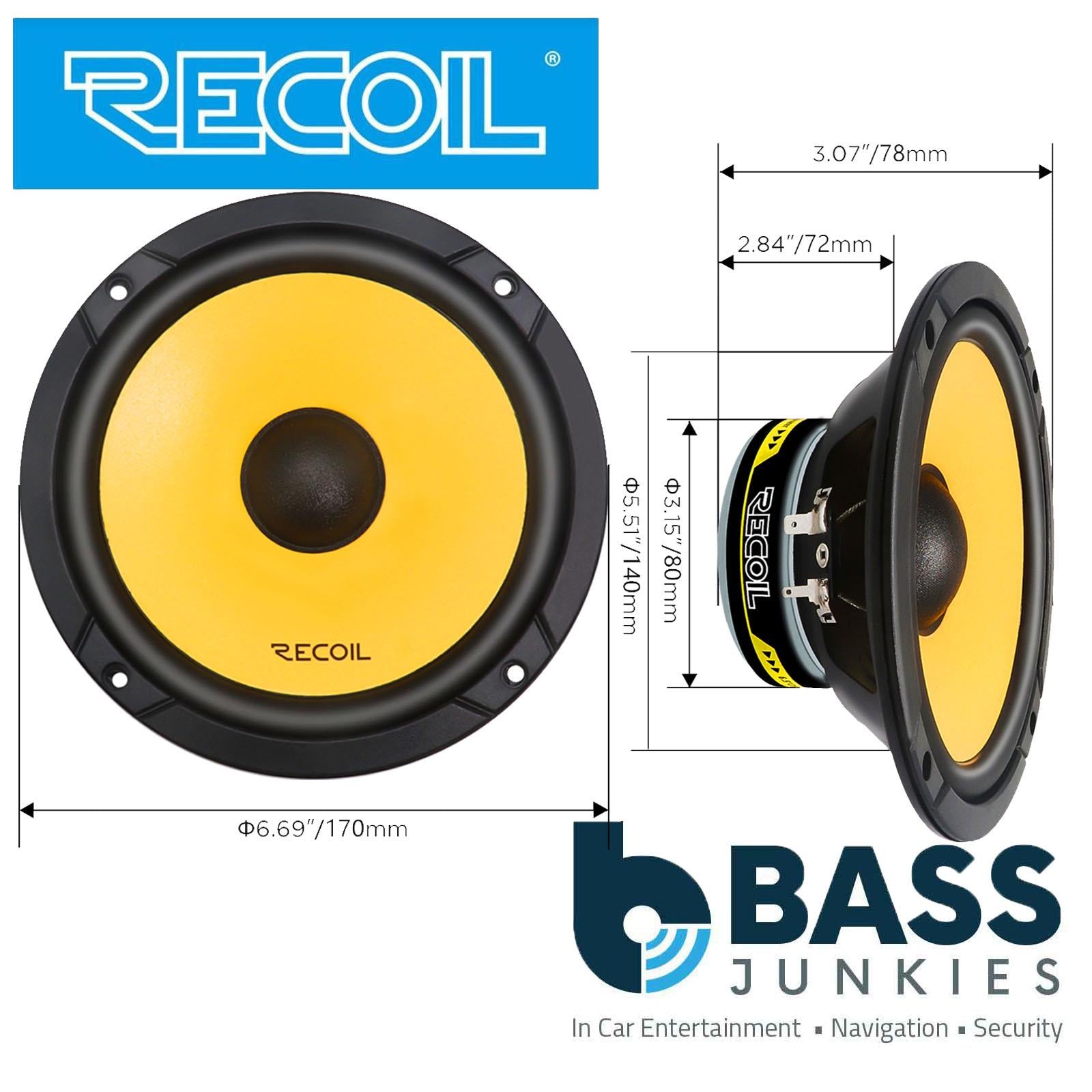 Recoil RLM65 - 6.5" 17cm 160 Watts Component Kit Car Door Speakers & Tweeters