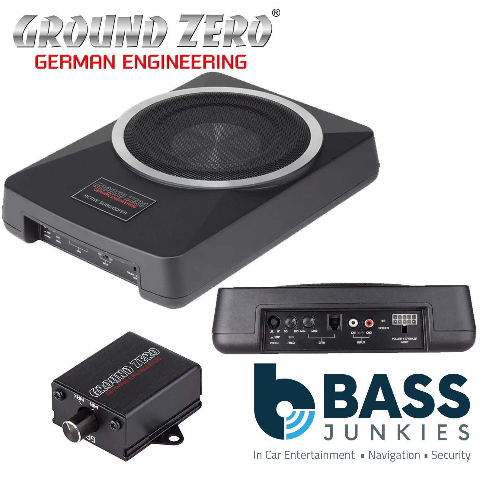 Ground Zero GZUB 800XACTII - Active Underseat 8" Inch 20cm 180 Watts Bass Enclosure Car Subwoofer