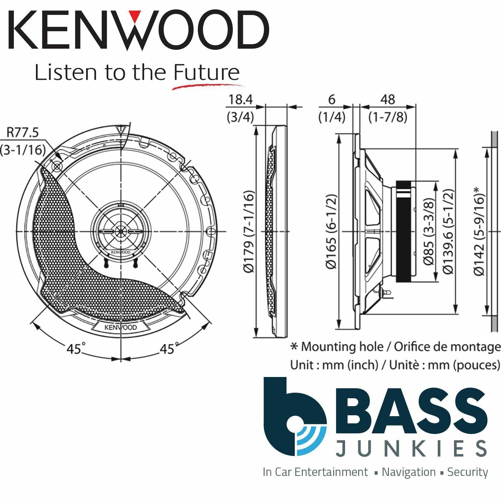 Ford Transit MK5 1996-2000 KENWOOD 330 Watts 2 Way Front Door Van Speakers