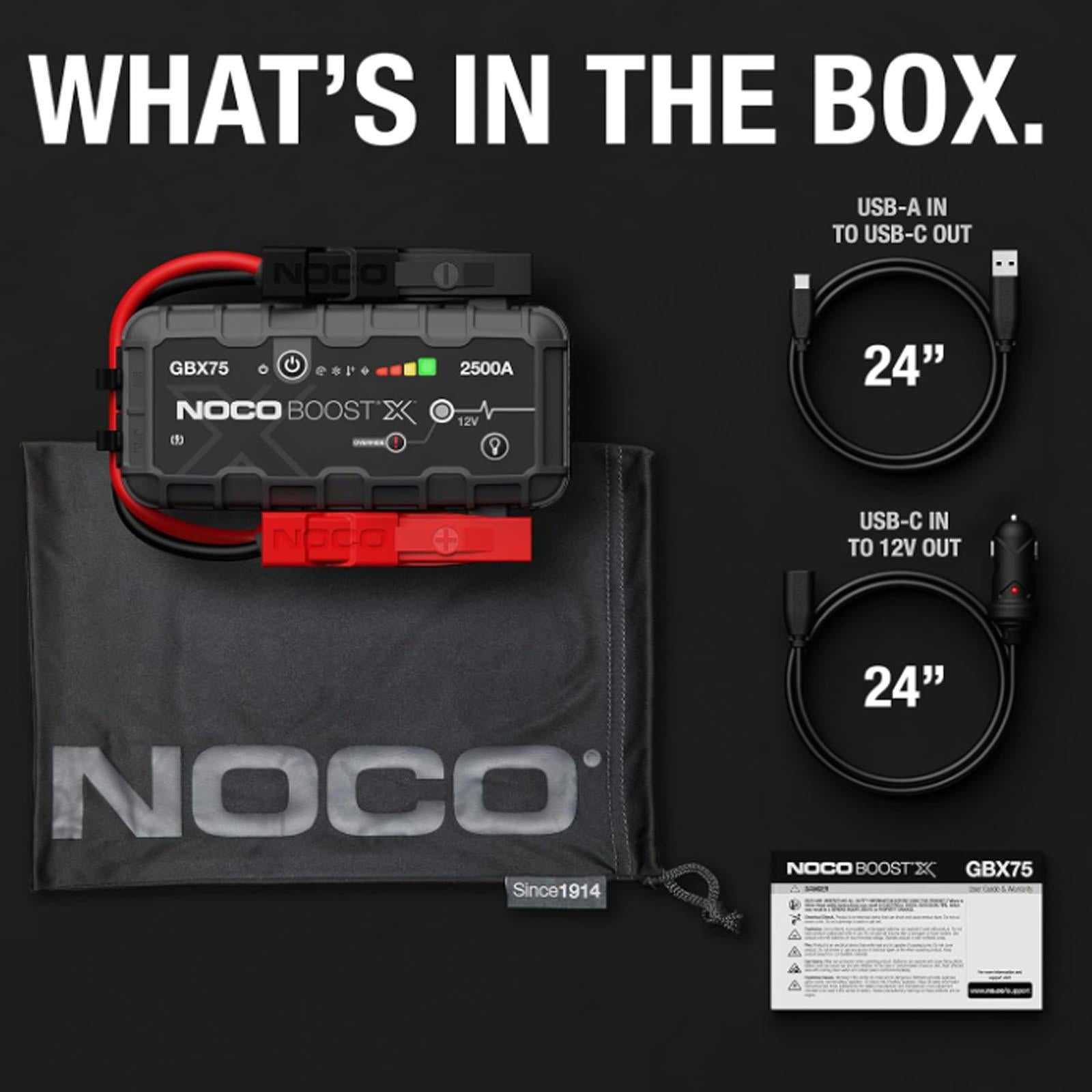 NOCO GBX75 - 2500A UltraSafe Lithium Jump Starter Power Bank USB-C 12V