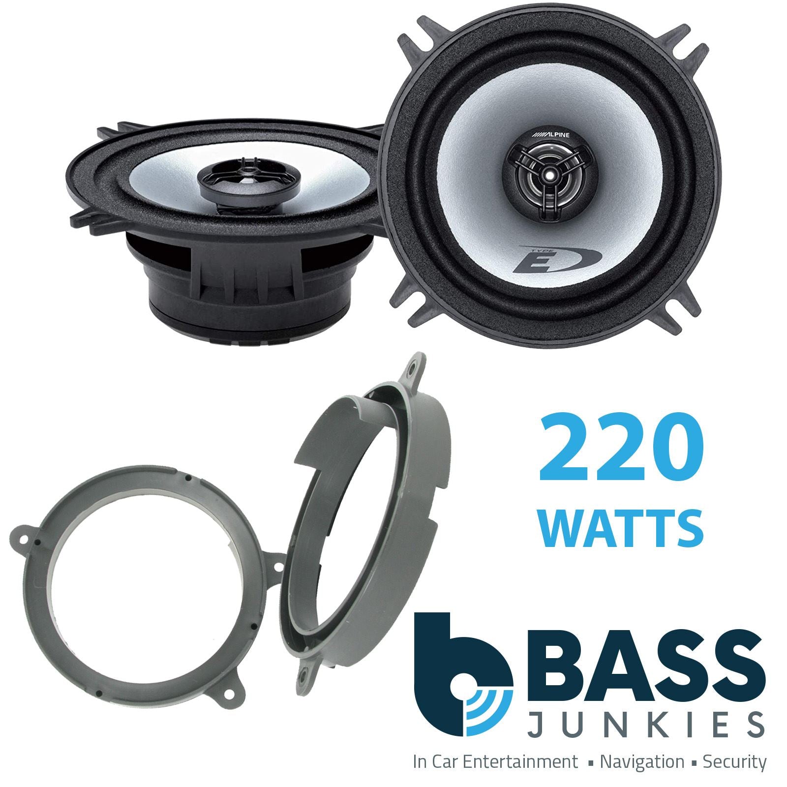 Alpine SXE-1325S 2-Way 130mm/13cm/5.25" Coaxial Speakers (Per Pair 400 Watts) Fits Renault Clio 2005-12 | Twingo 07-11