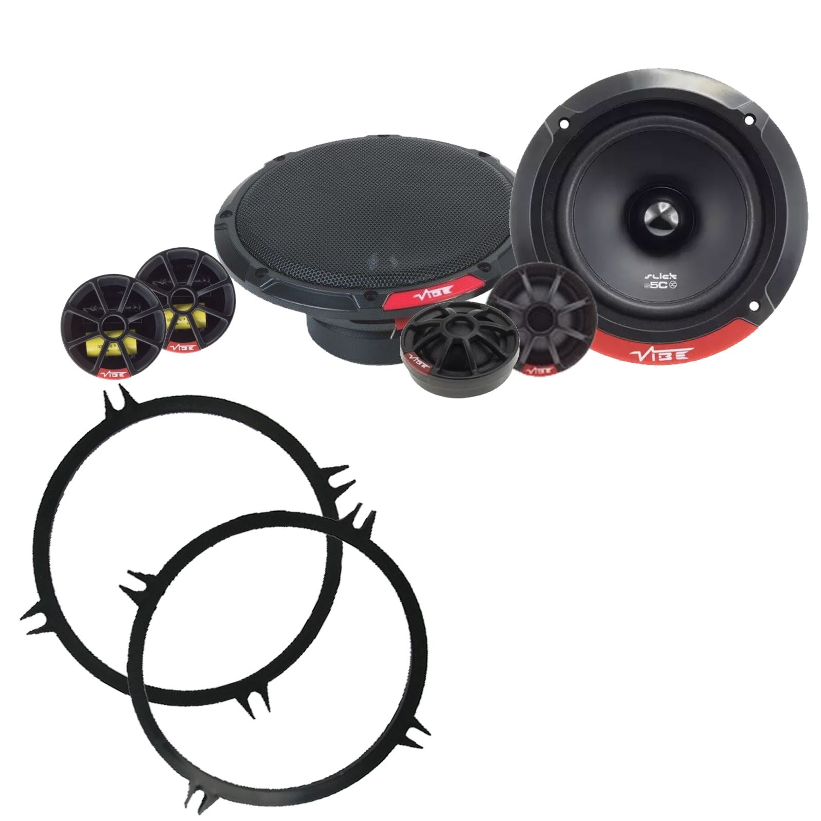 Vibe SLICK5C-V7 2-Way 130mm/13cm/5.25" Component Speakers (Per Pair 480 Watts) Fits Universal