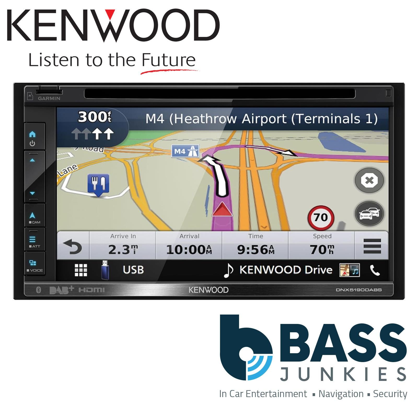 Kenwood DNX5190DABS - 6.8” DAB CD MP3 DVD USB Navigation Bluetooth Car Stereo & Reverse Camera