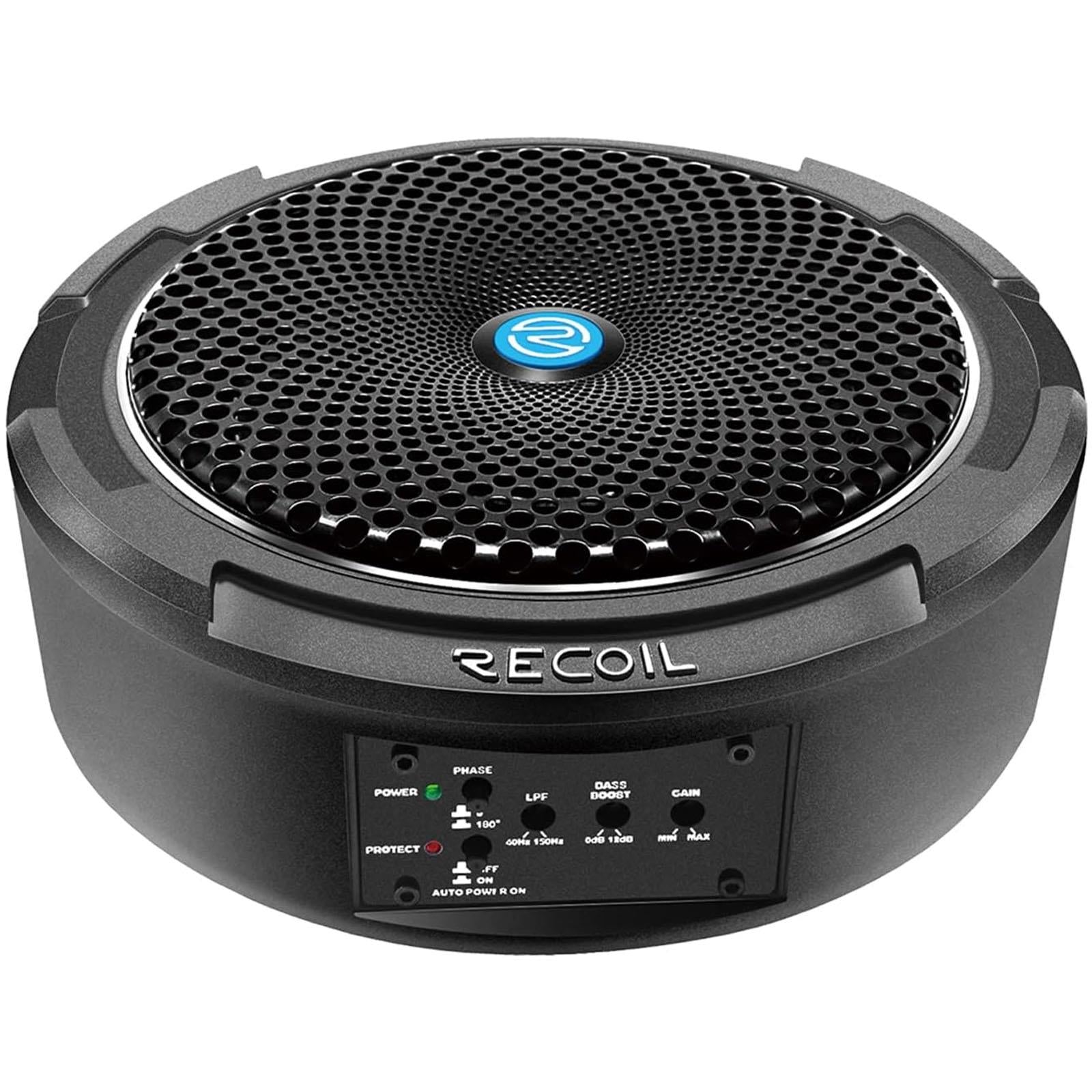 RECOIL SL1708 400 Watts 8Inch Under-Seat Slim Amplified Car Subwoofer+Wire Kit