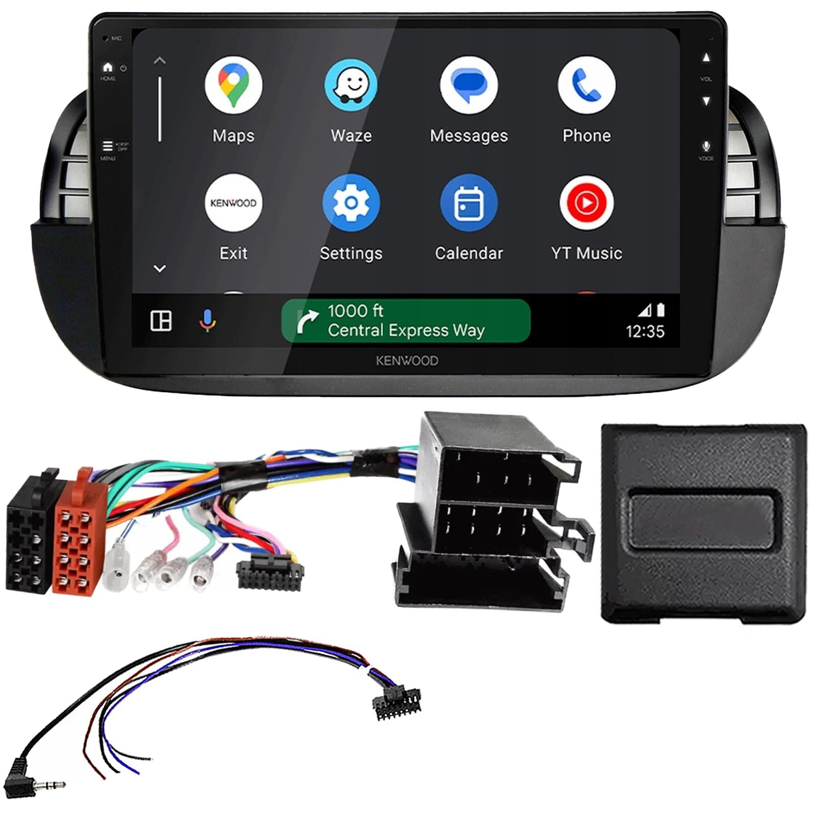Kenwood 9" CarPlay Android Car Stereo Fitting Kit For Fiat 500 2007 - 2015 Black