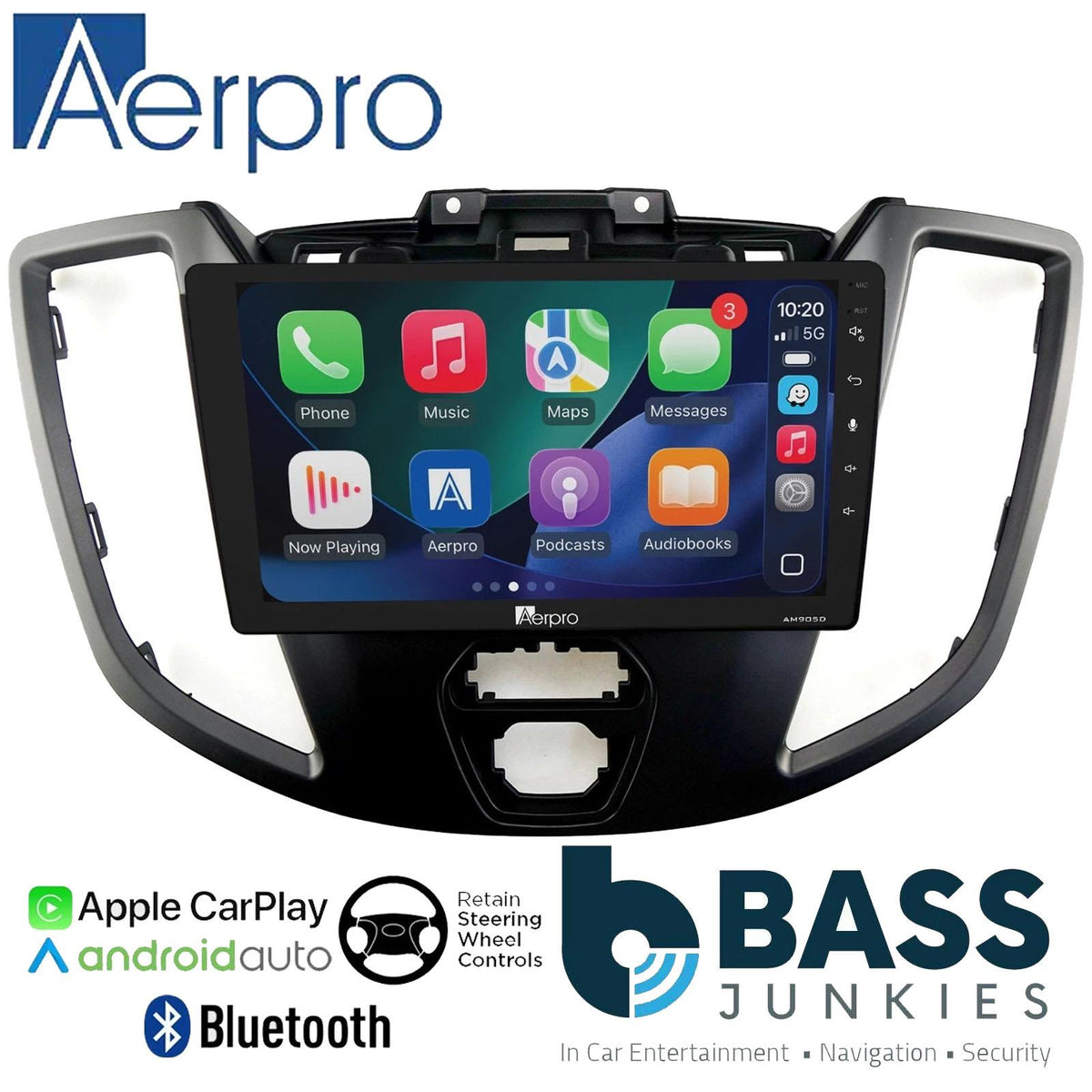 Aerpro 9" DAB CarPlay Android Car Stereo Kit For Ford Transit 2015 Onwards