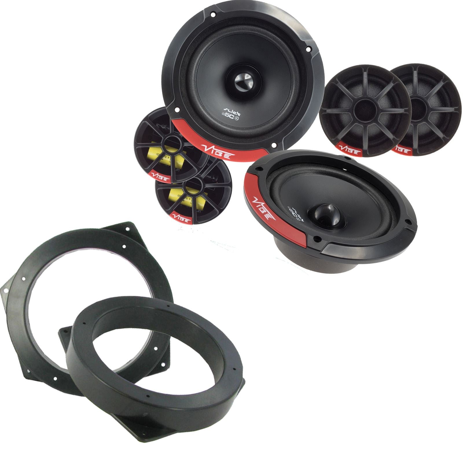 Vibe SLICK5C-V7 2-Way 130mm/13cm/5.25" Component Speakers (Per Pair 480 Watts) Fits BMW Mini 2001-06 | 3-Series 01-04