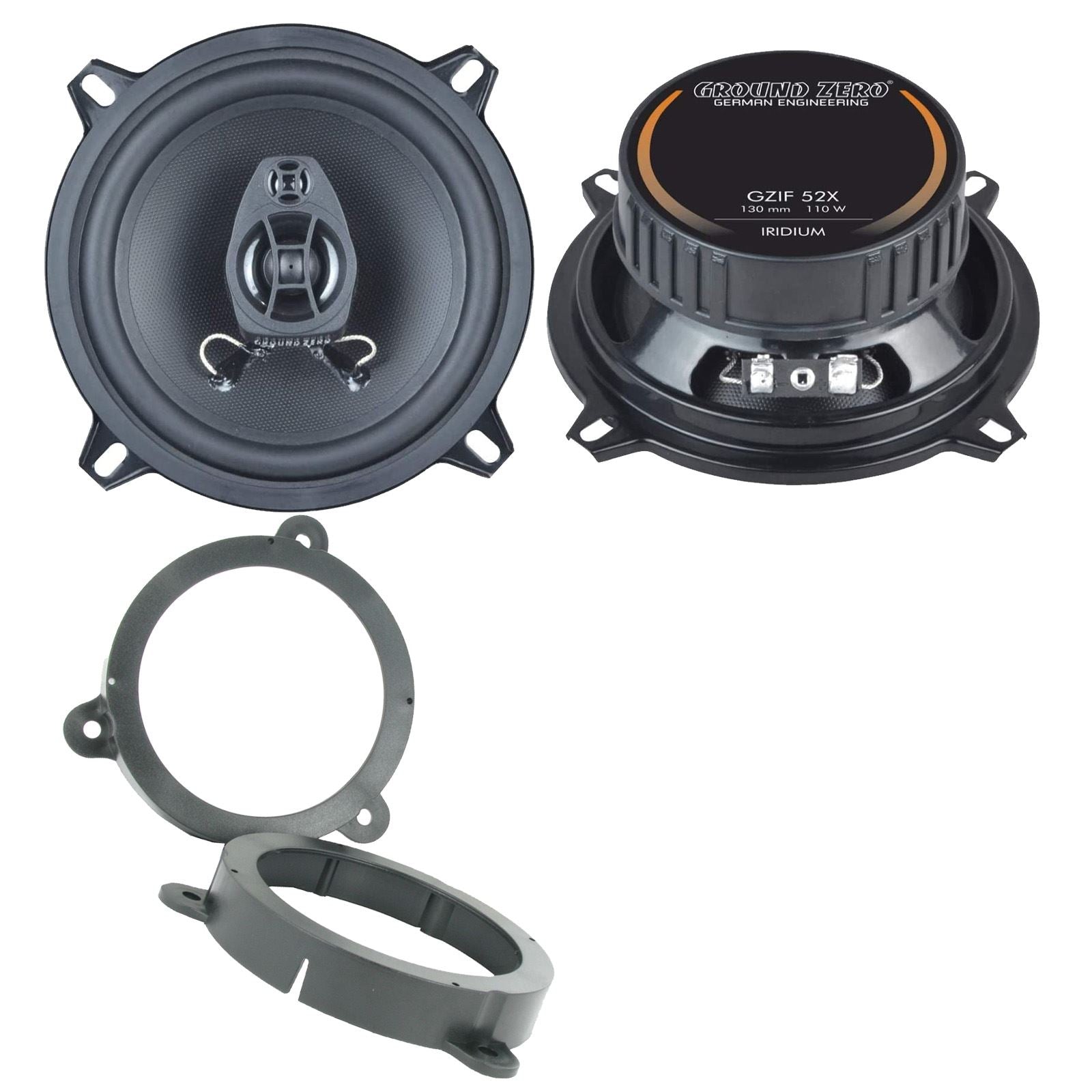 Ground Zero 2-Way 130mm/13cm/5.25" Car Coaxial Speakers (Pair Max 220 Watts) Fits Renault Megane 2008-12