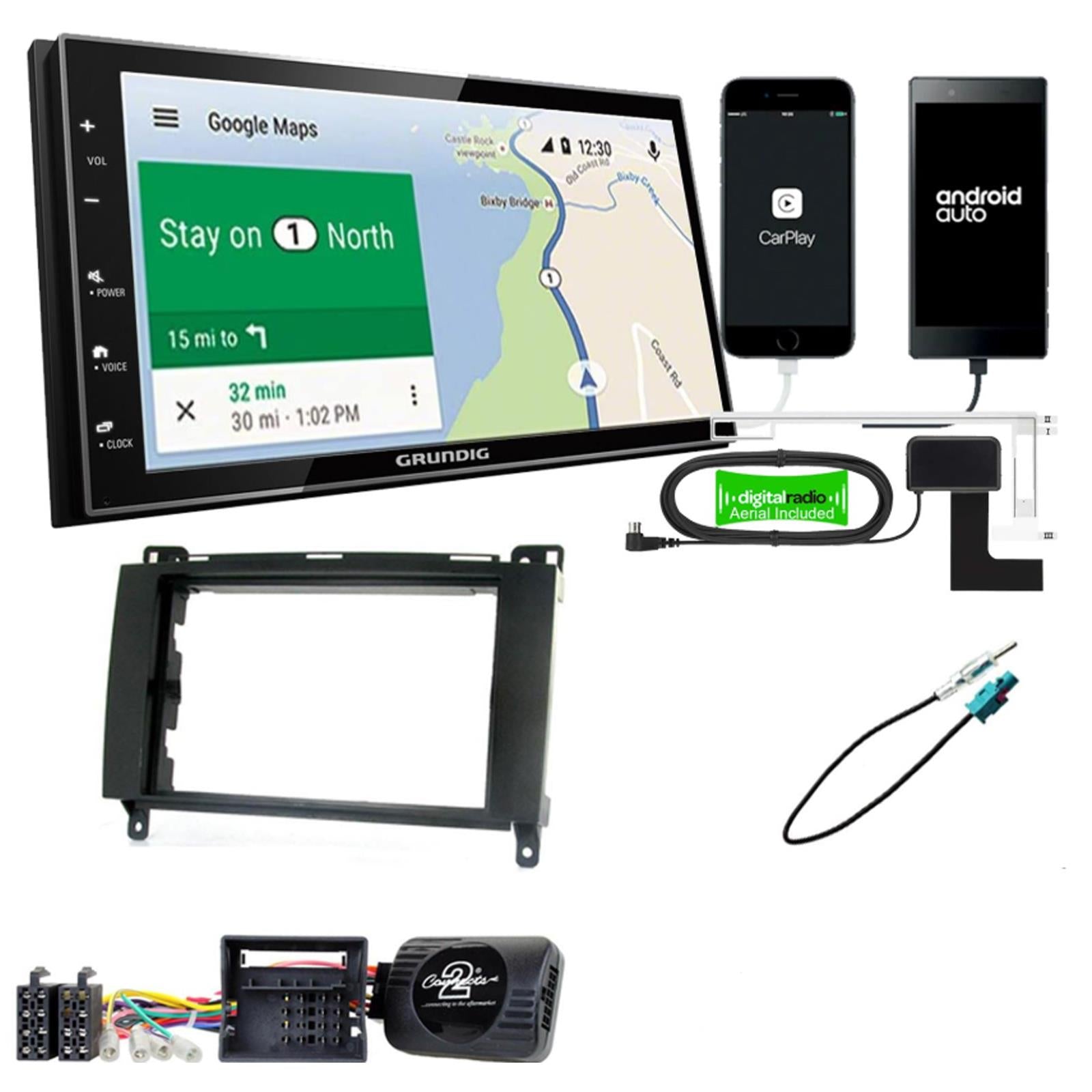 Grundig GX-3800 Double Din + Fitting Kit - to fit Mercedes A-Class 2004-12