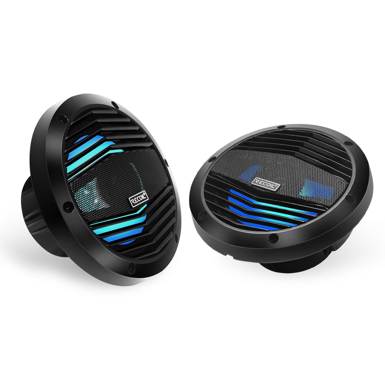Recoil M3-8B - 8" 20cm Black Marine Boat Outdoor Speakers with Built-in RGB LED