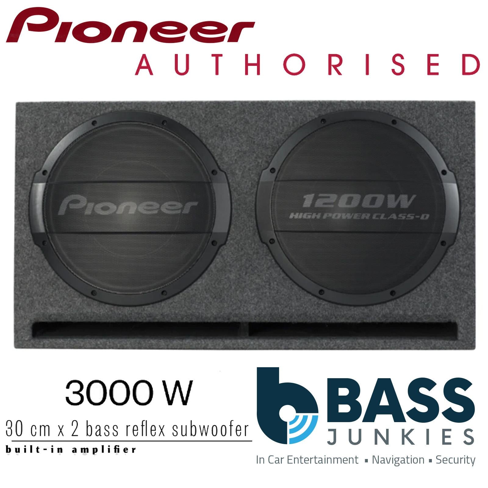 Pioneer TS-WX1220AH - 3000 Watts Twin 12" Active Car Subwoofer Slot Ported Bass Box Enclosure