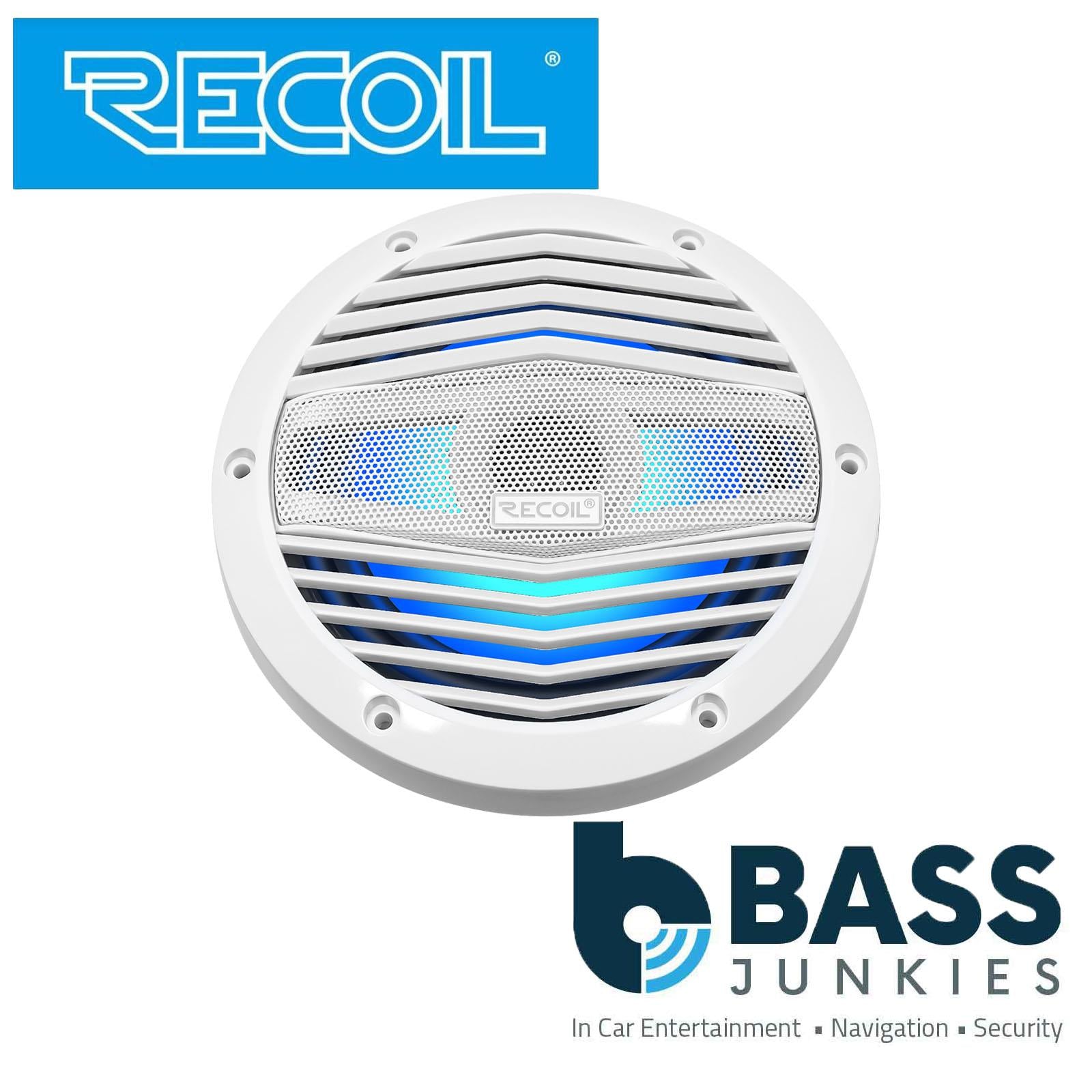 Recoil M3-8W - 8" 20cm White Marine Boat Outdoor Speakers with Built-in RGB LED