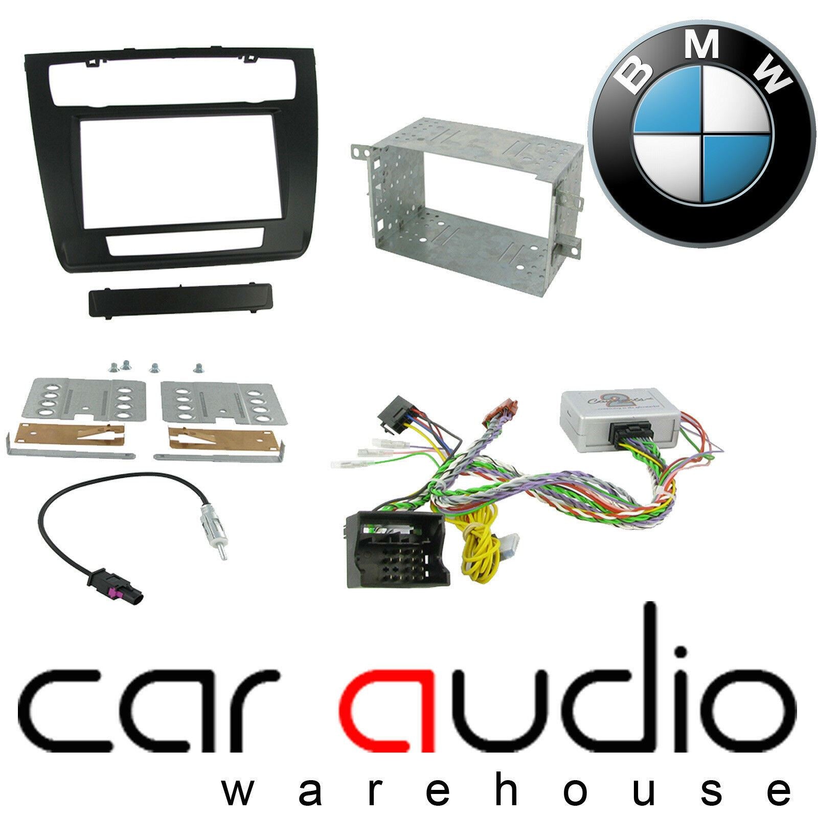 Connects 2 CTKBM08 - BMW 1 Series E81/E82/E87/E88 2007 - 2013 Single Din Facia & Steering wheel Interface Fitting Installation Kit (Automatic A/C)