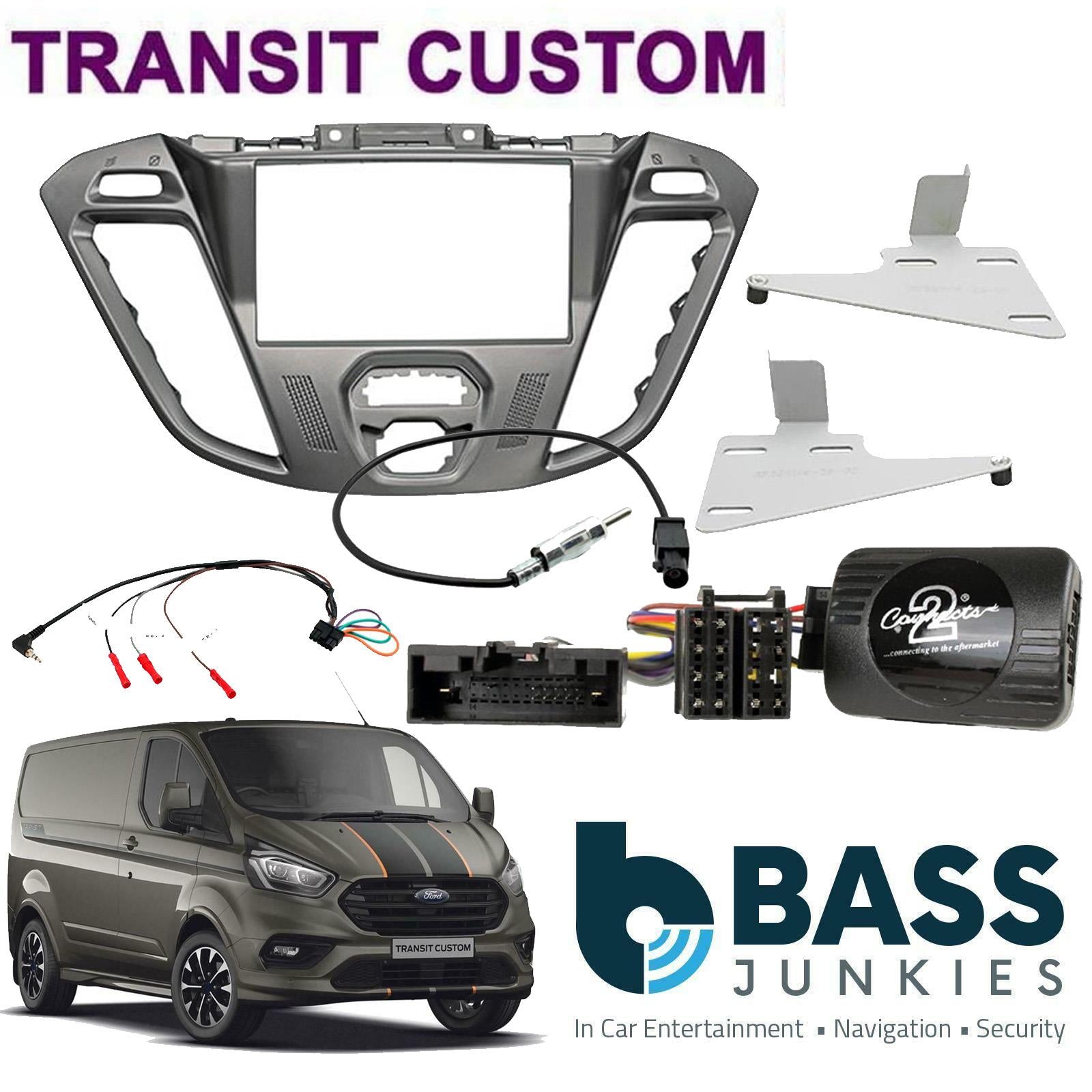 CTKFD41 - Ford Transit Custom 2012-18 Euro5 Car Stereo Silver Fascia & Rear Brake Light Camera Kit
