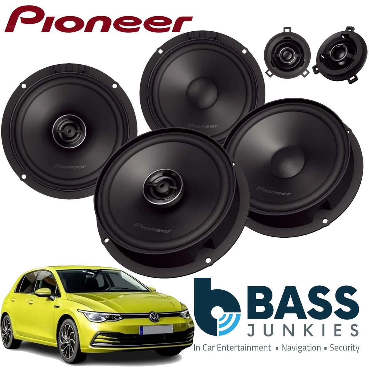 Pioneer 1400 Watts VW Golf MK8 2019 On Pioneer Front Component and Rear Coaxial Speaker Upgrade Kit