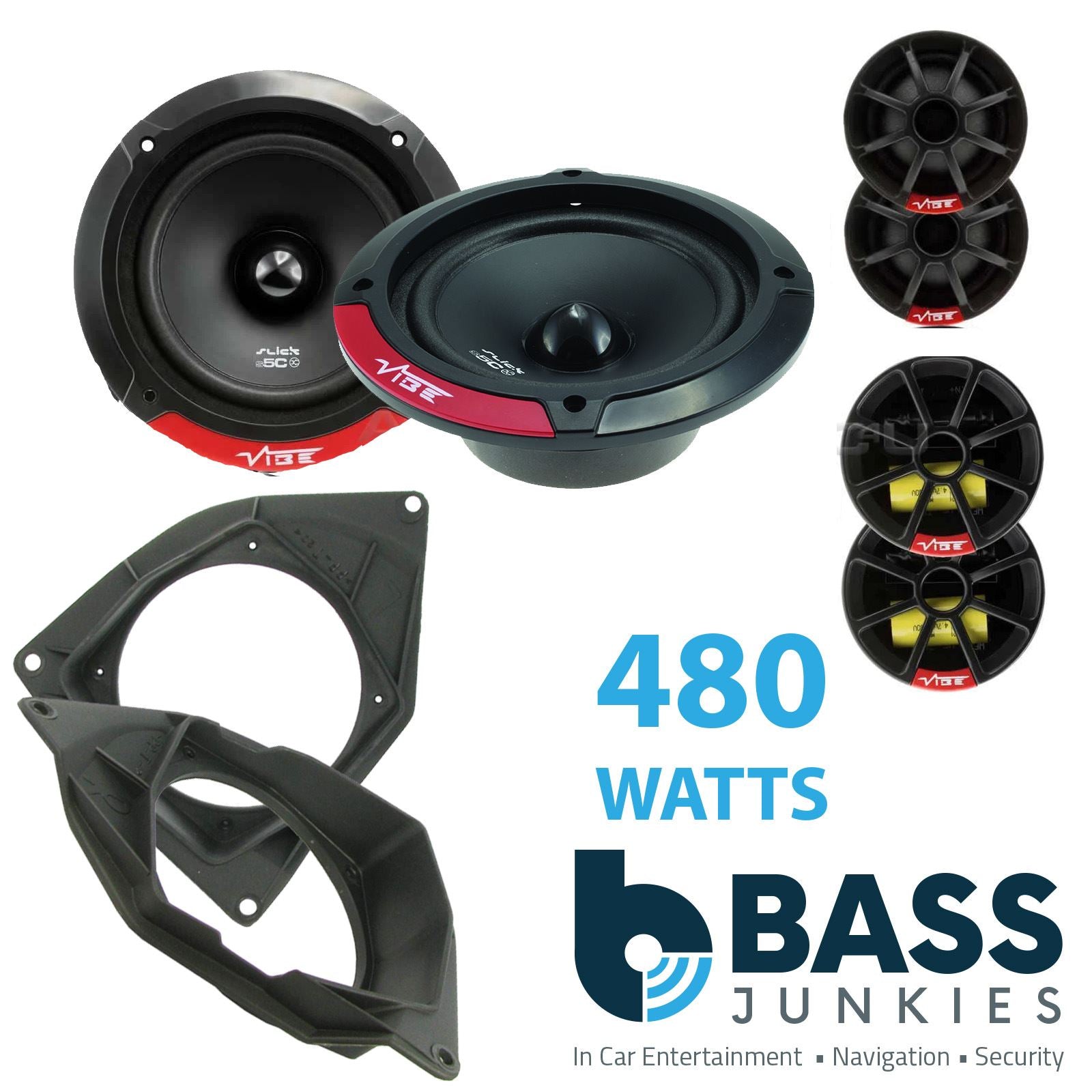 Vibe SLICK5C-V7 2-Way 130mm/13cm/5.25" Component Speakers (Per Pair 480 Watts) Fits Citroen C3 2002-05