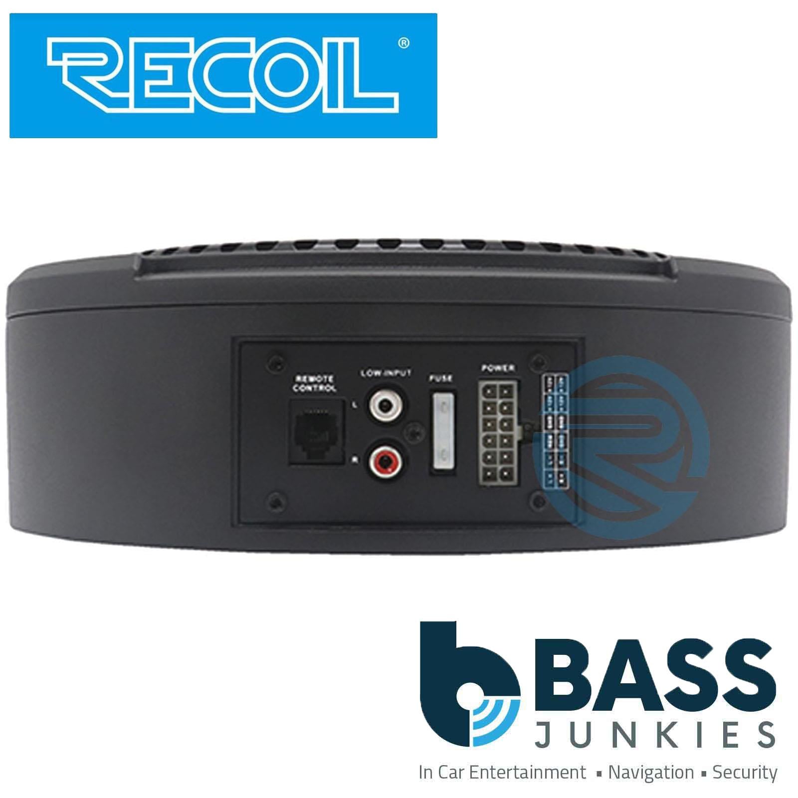 Recoil SL1708 400 Watts 8" 20cm Car Under Seat Amplified Subwoofer & Wiring Kit