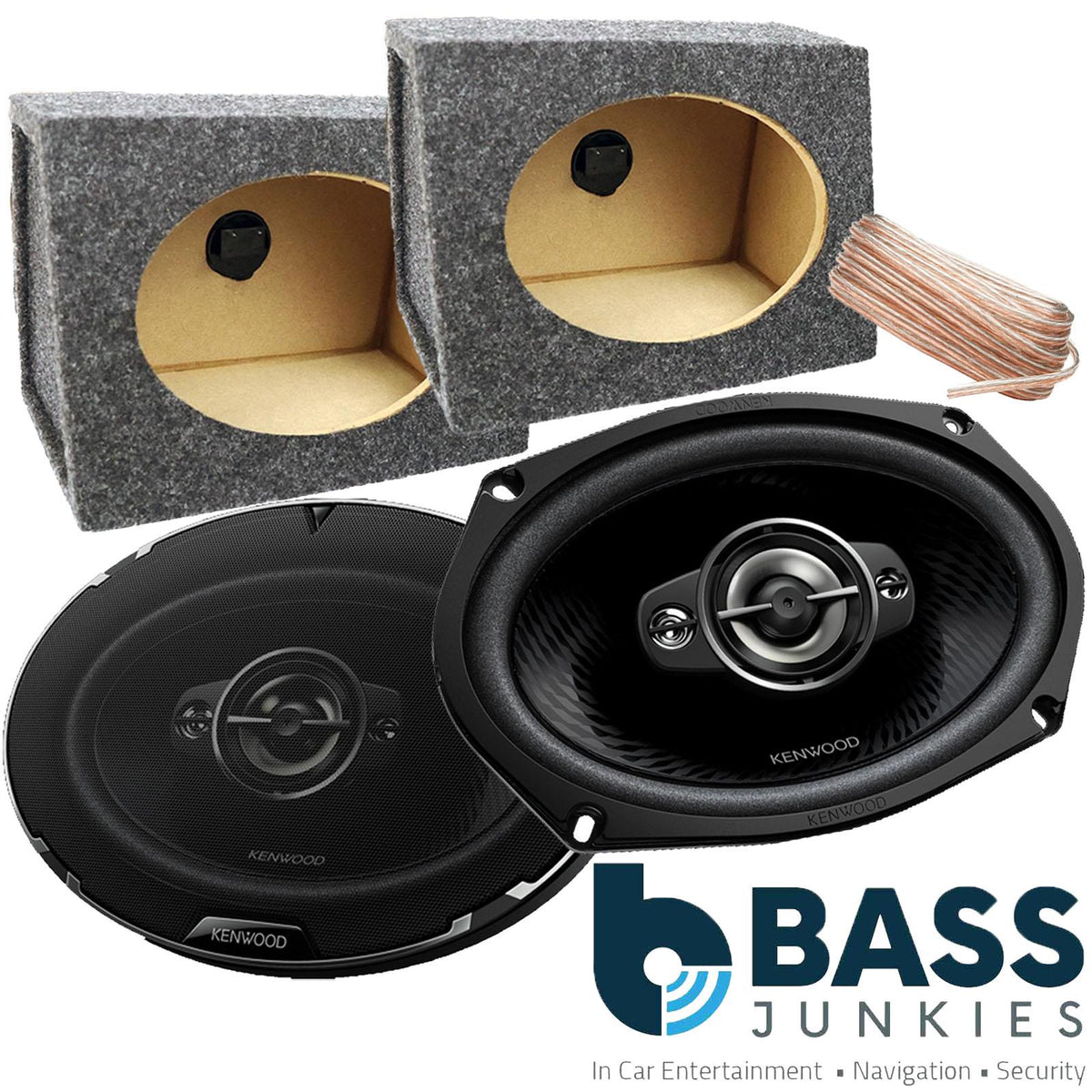 Kenwood Car Van Truck 6X9 1340 Watts 4-Way Speaker Package with Grey Speaker Box