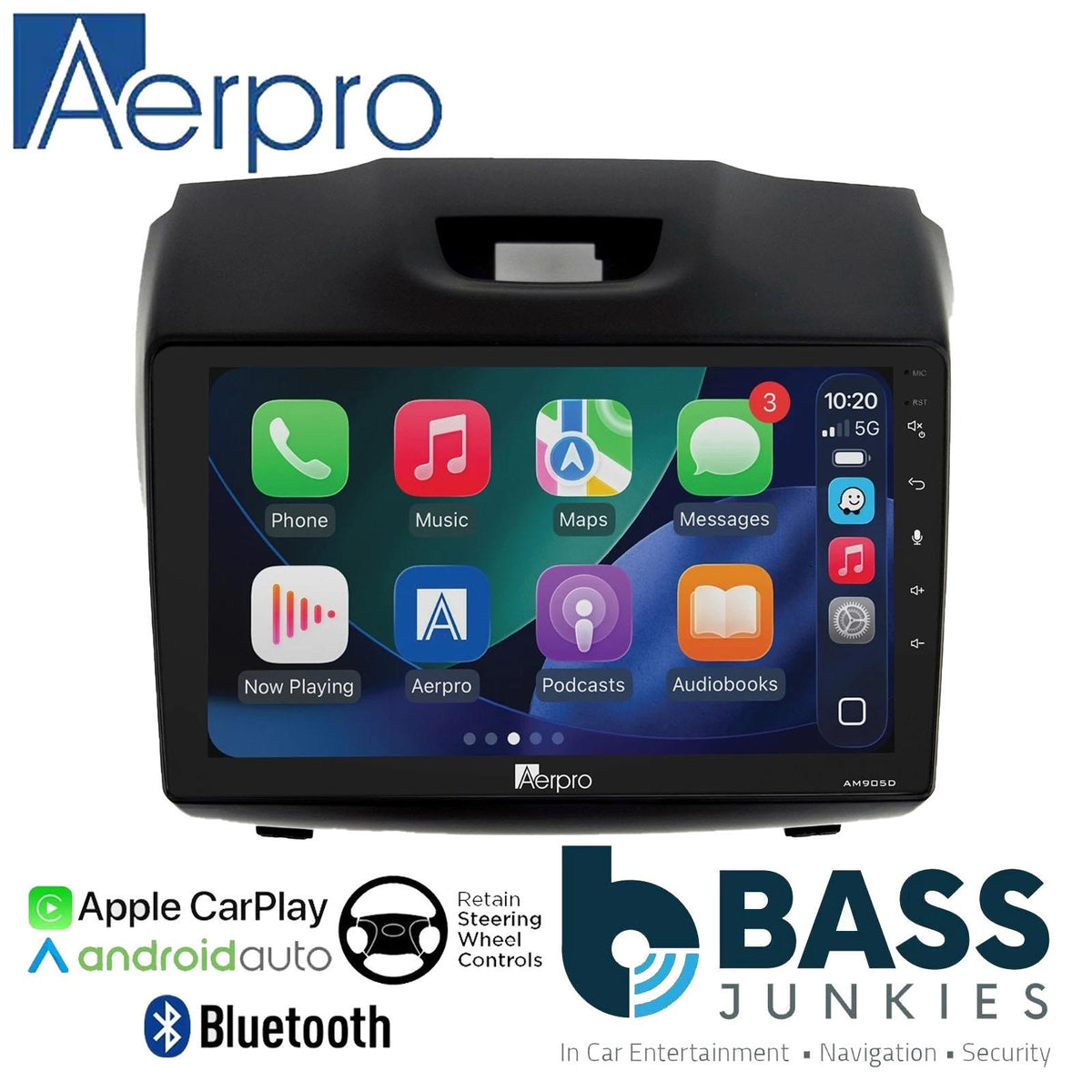 Aerpro 9" DAB CarPlay Android Car Stereo Fitting Kit For Isuzu D Max 12 Onwards