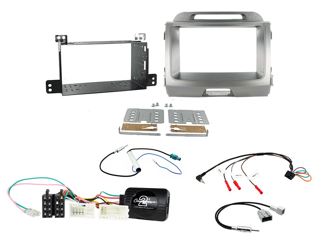 SONY DAB+ Apple | Android Double Din Stereo Fitting Kit + Steering Wheel Stalk Controls to fit Kia Sportage 2010-15