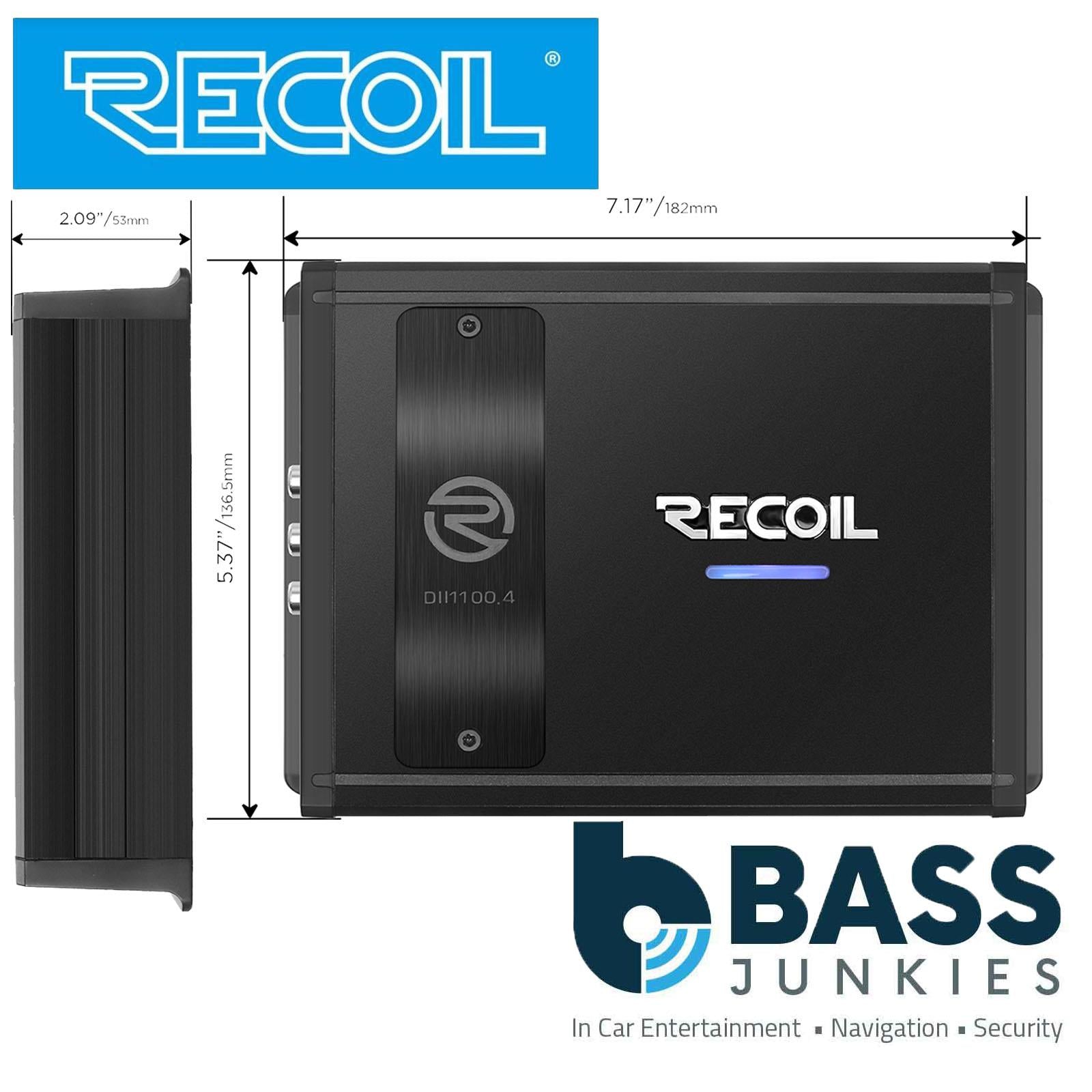 Recoil DII1100.4 - 1100 Watts 2-4 Ohm Stable Class D 4 Channel Car Amp Amplifier