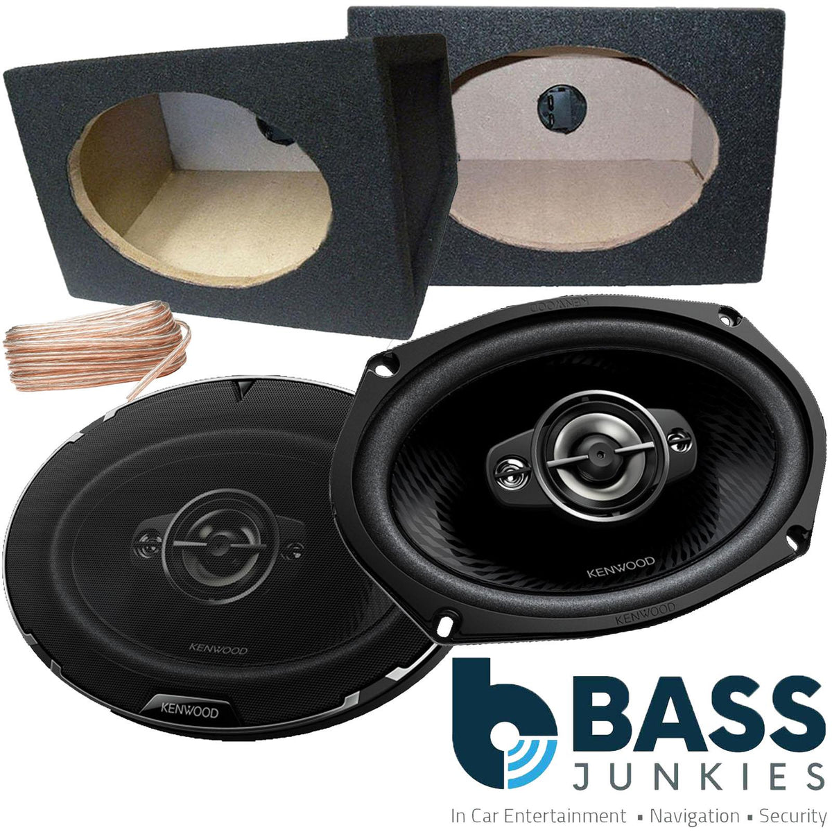 Kenwood KFC-PS6987 - 6x9 1340 Watts 4-Way Car Speakers with Black MDF Boxes Pair