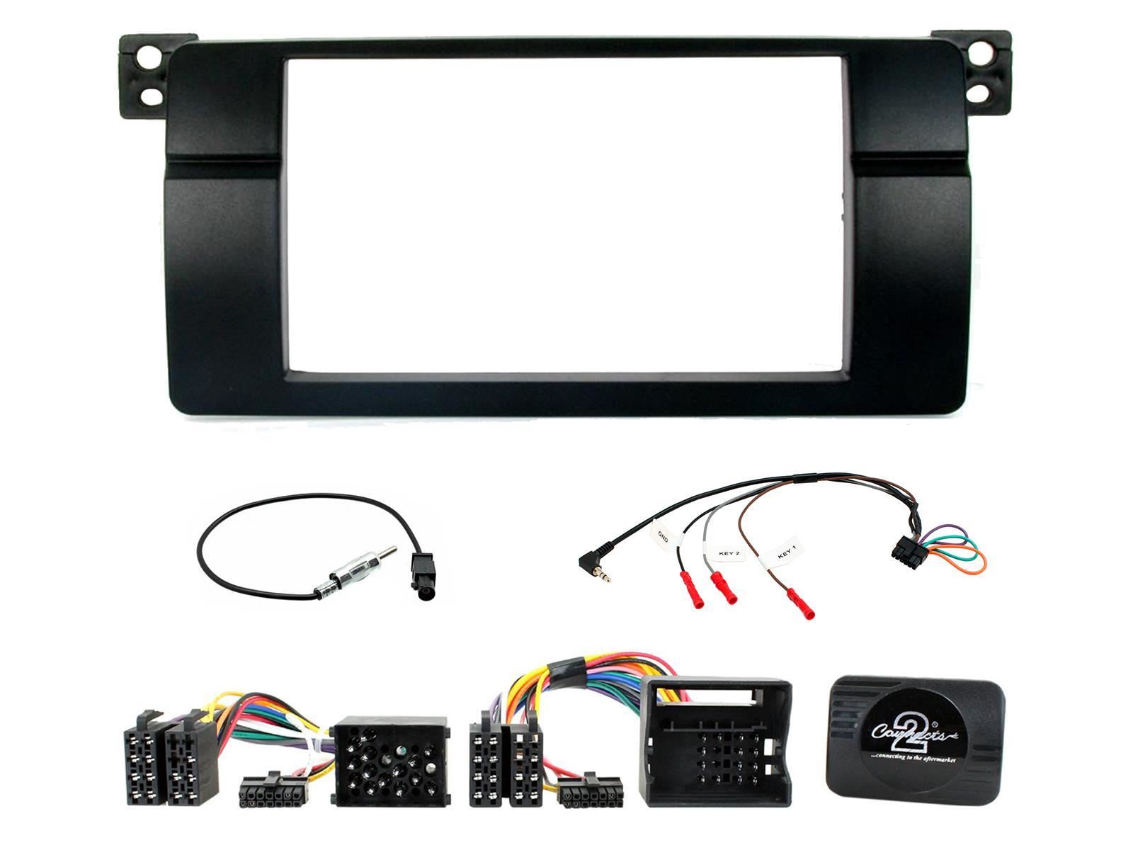 Connects 2 CTKBM03 - BMW 3 Series E46 1998 - 2005 Double Din Facia & Steering wheel Interface Fitting Installation Kit (Center Display)