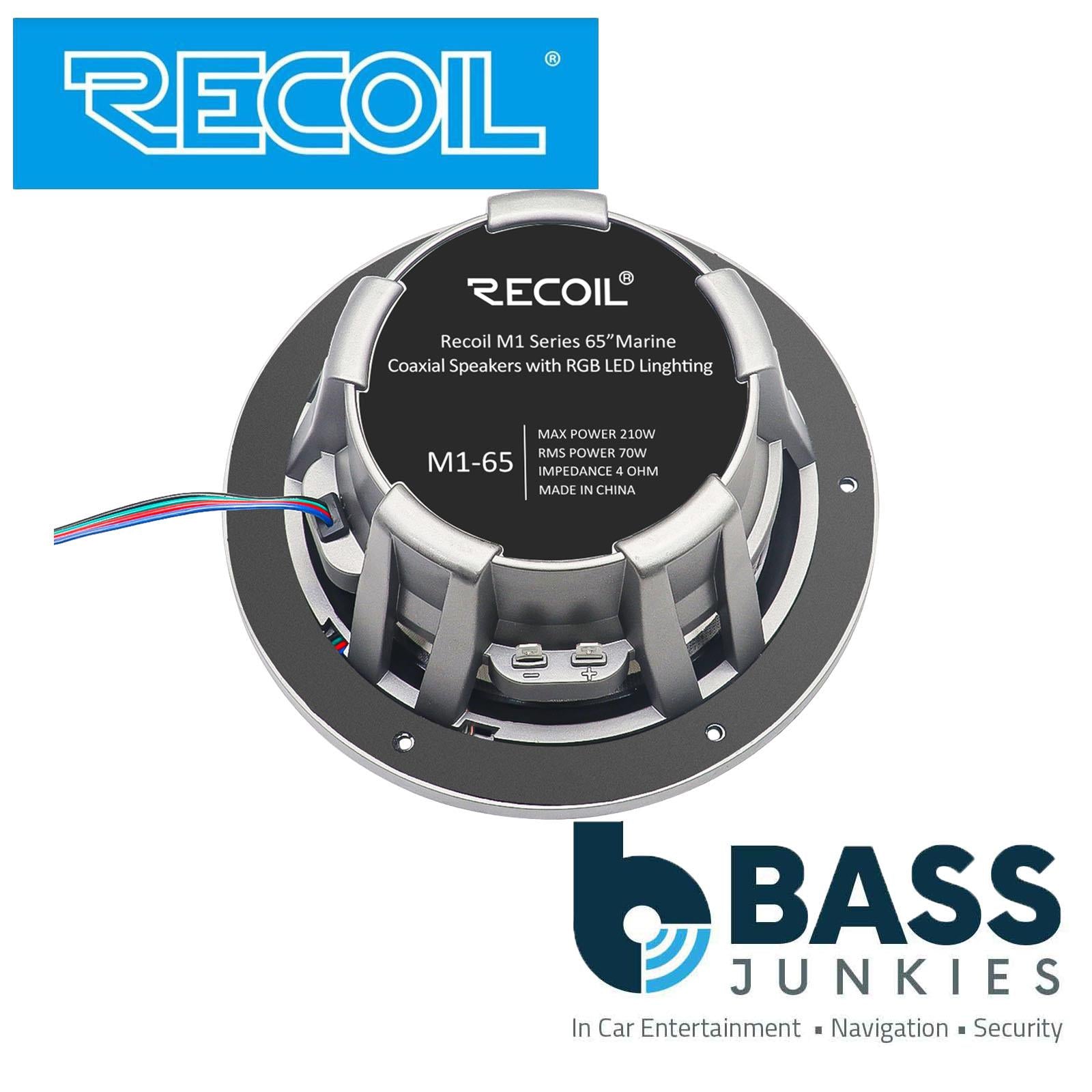 Recoil M1-65 - 6.5" 17cm Marine Boat Outdoor Speakers with Built-in RGB LED Pair