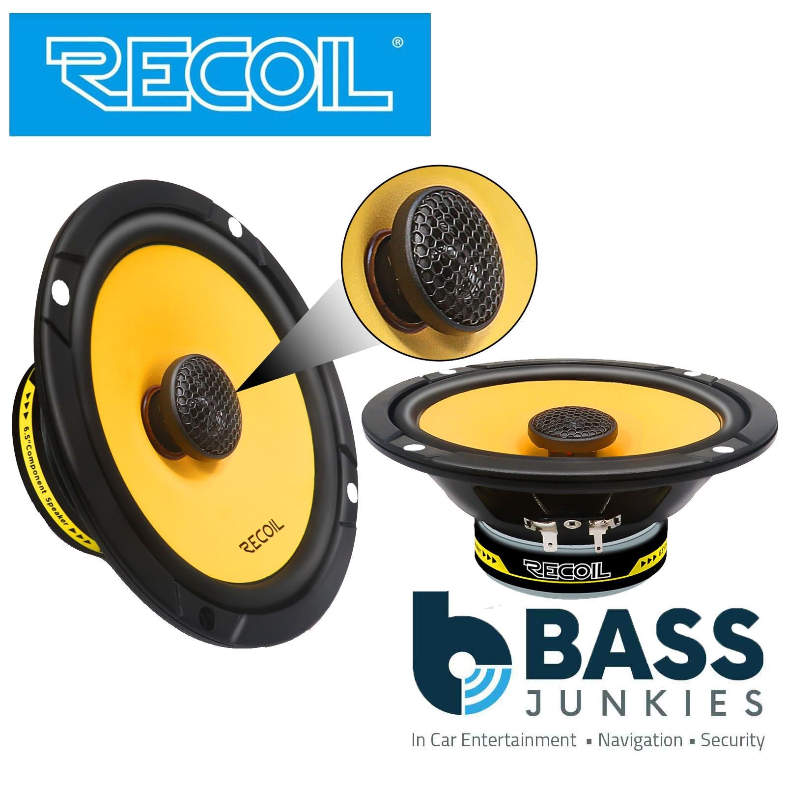 Recoil RLX65 - 160 Watts 6.5" 17cm Yellow Cone 2 Way Car Door Shelf Speakers Pair
